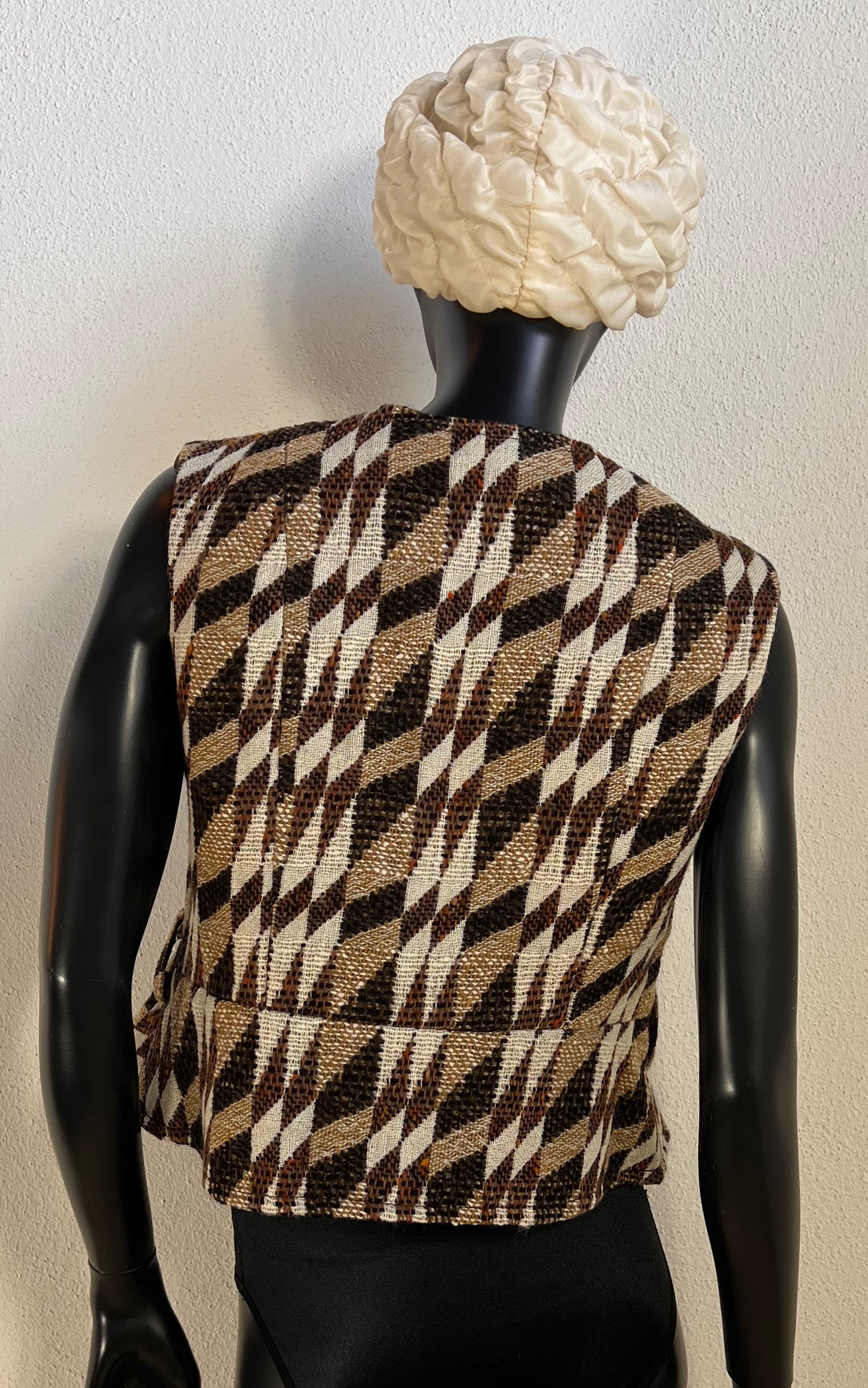 1960s Lalonde Paris Haute Couture Woven Vest with Velvet Belt