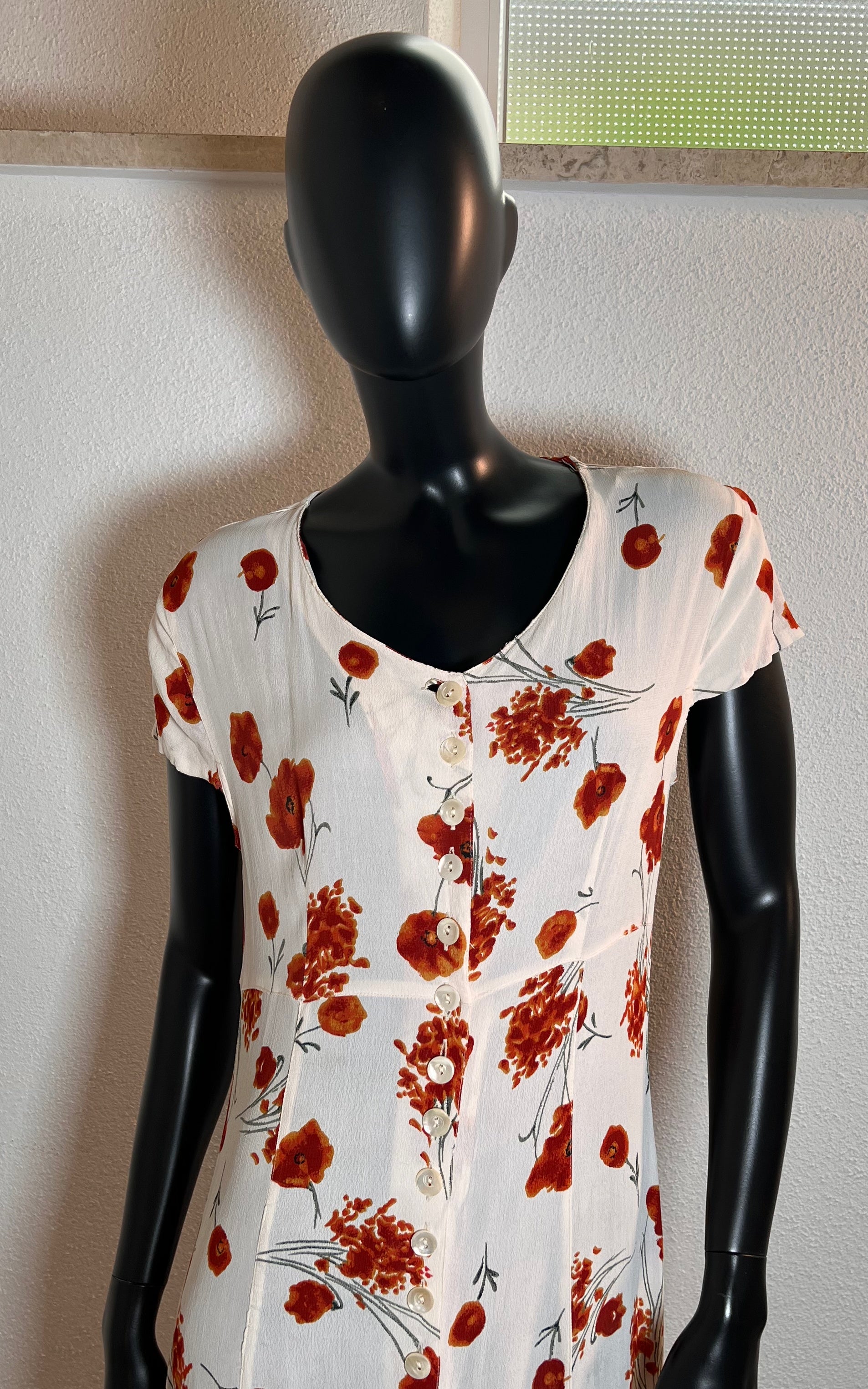 Abito vintage anni '90 con fiori di papavero