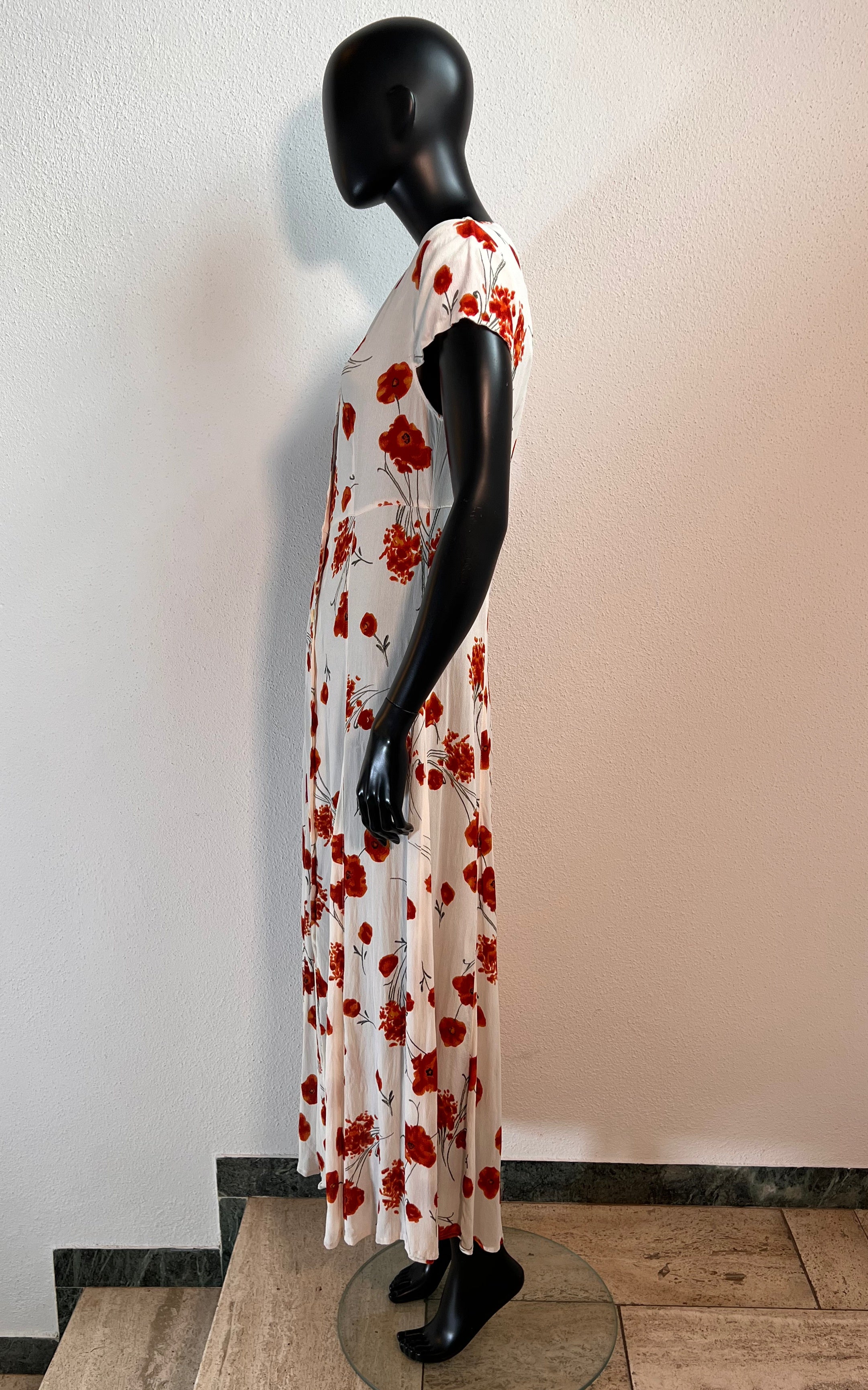 Abito vintage anni '90 con fiori di papavero