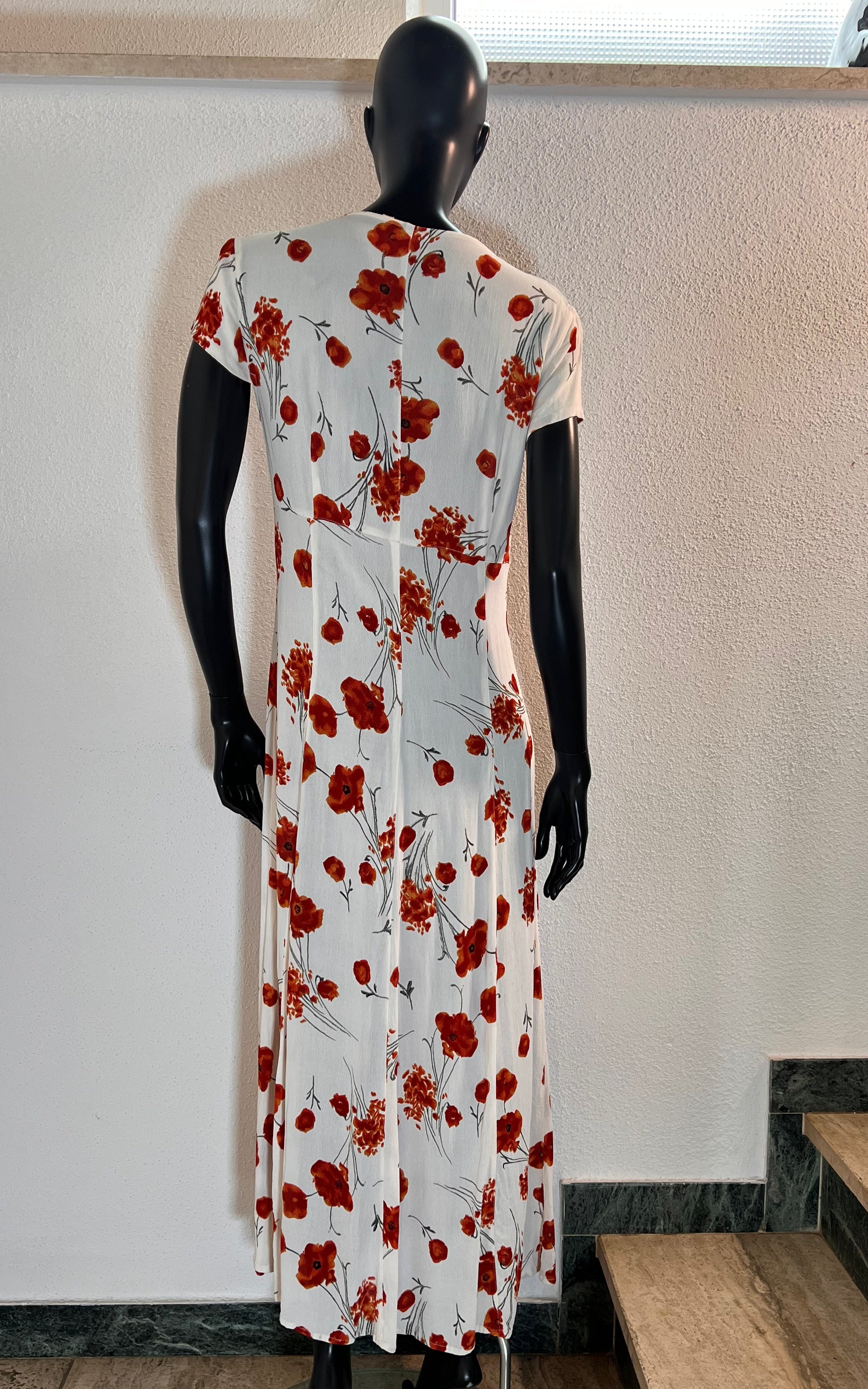 Abito vintage anni '90 con fiori di papavero