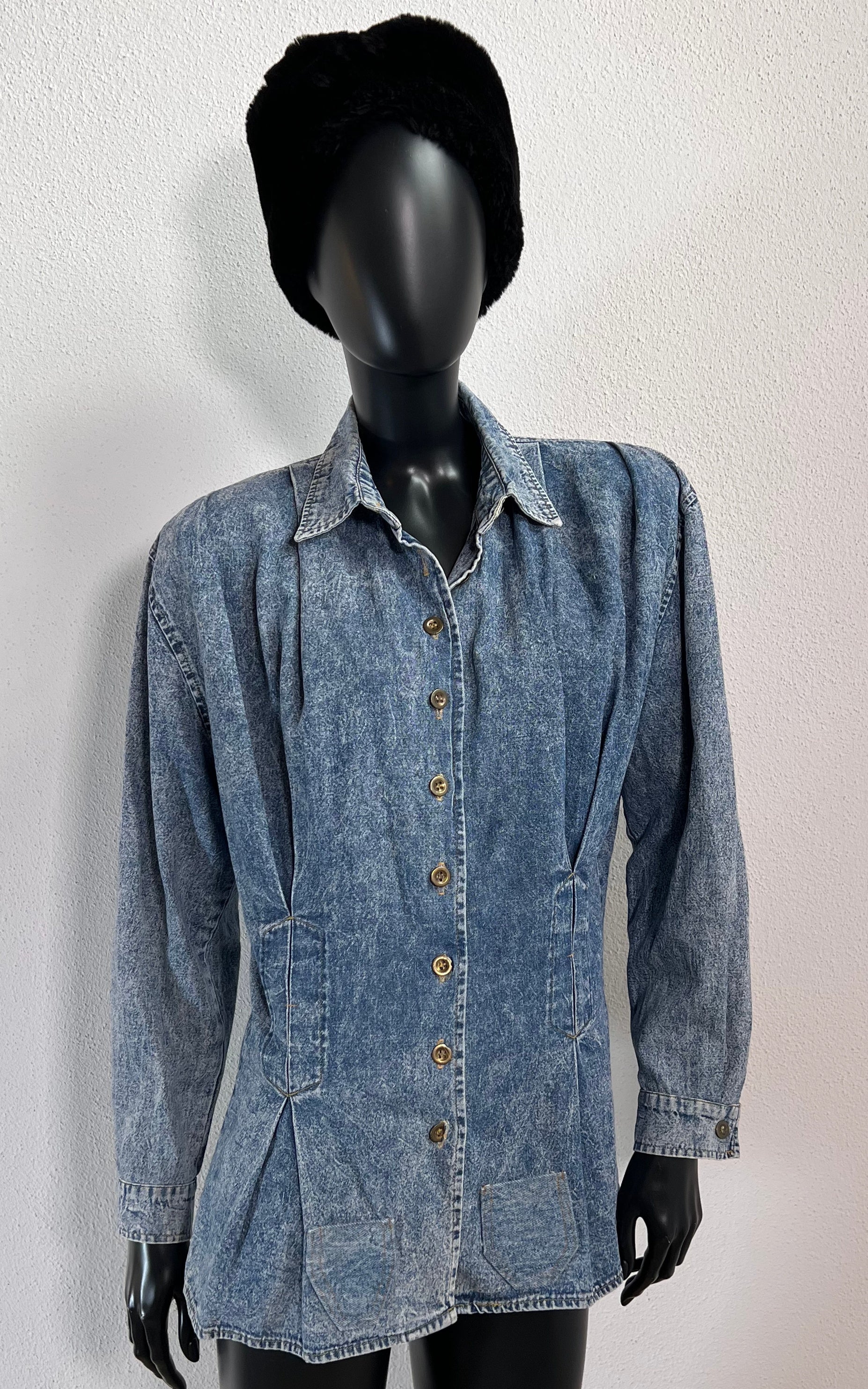 Vintage 80s Jean Bell Acid Wash Blouse