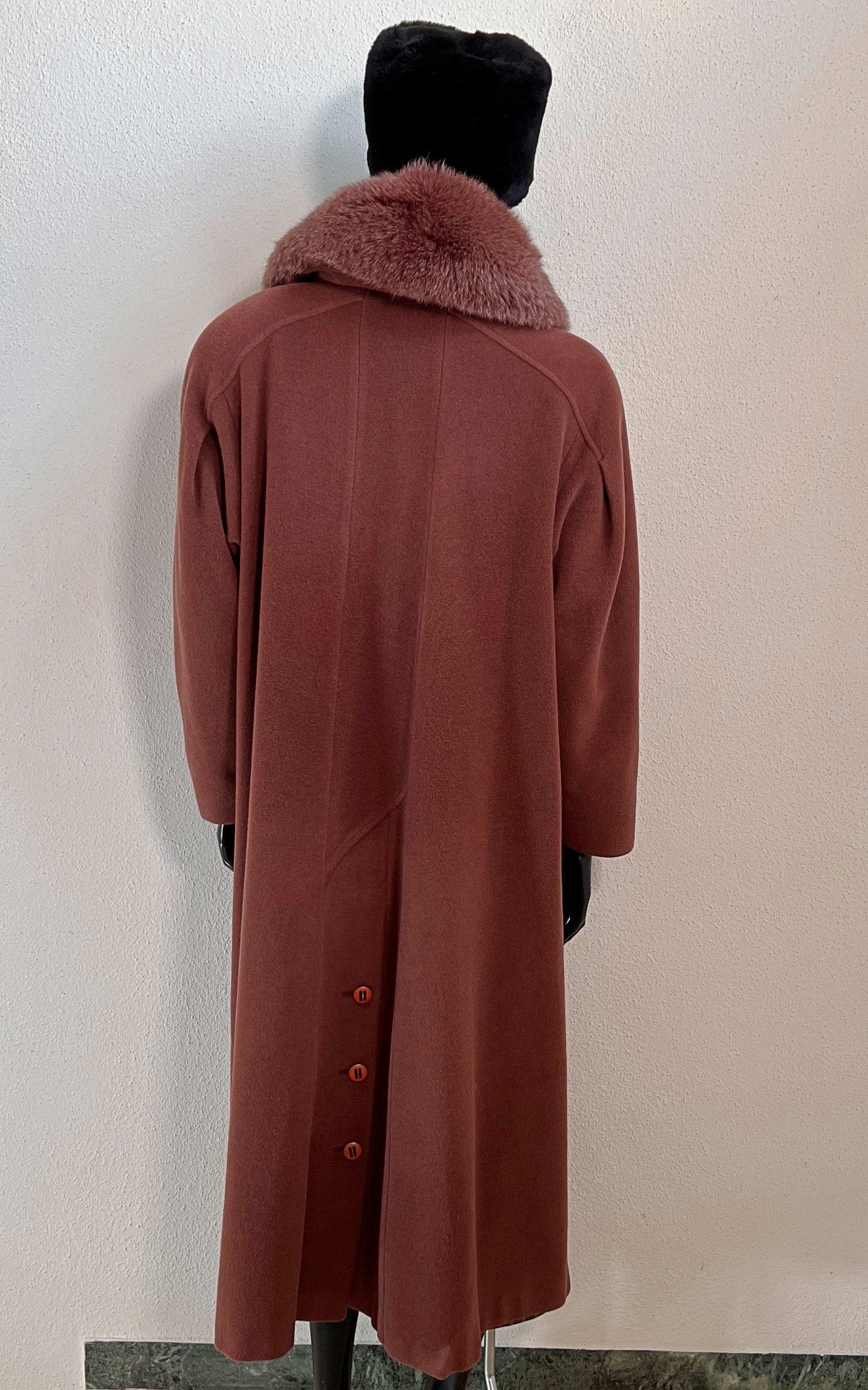 Vintage Maroon Fur Collar Angora Coat