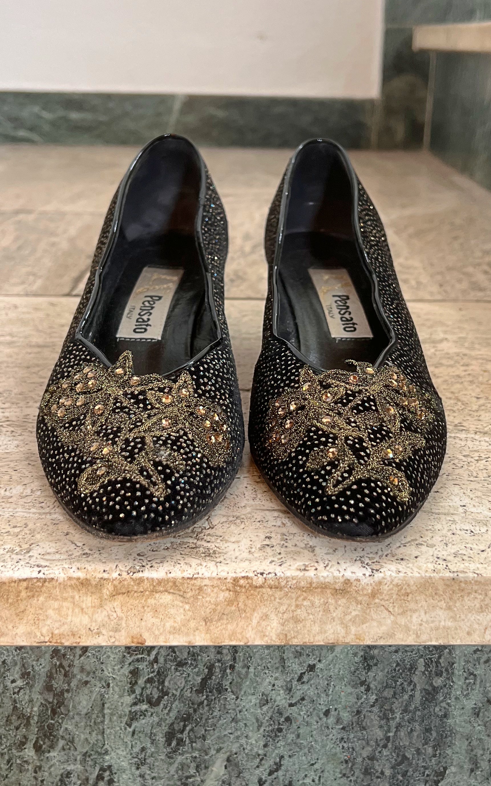 Vintage Pensato Italy Glitter Wedges 39,5