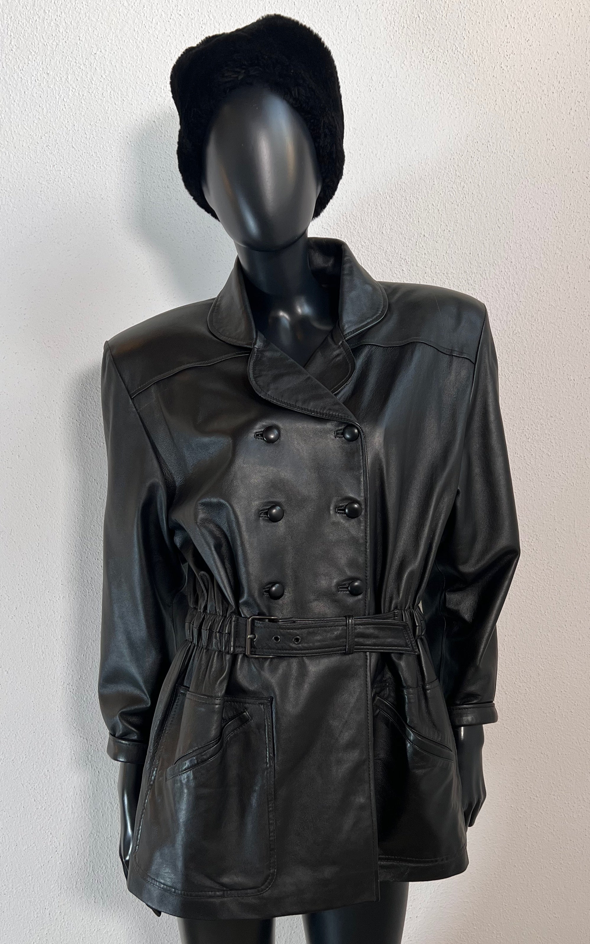 Vintage Big Shoulder Leather Jacket