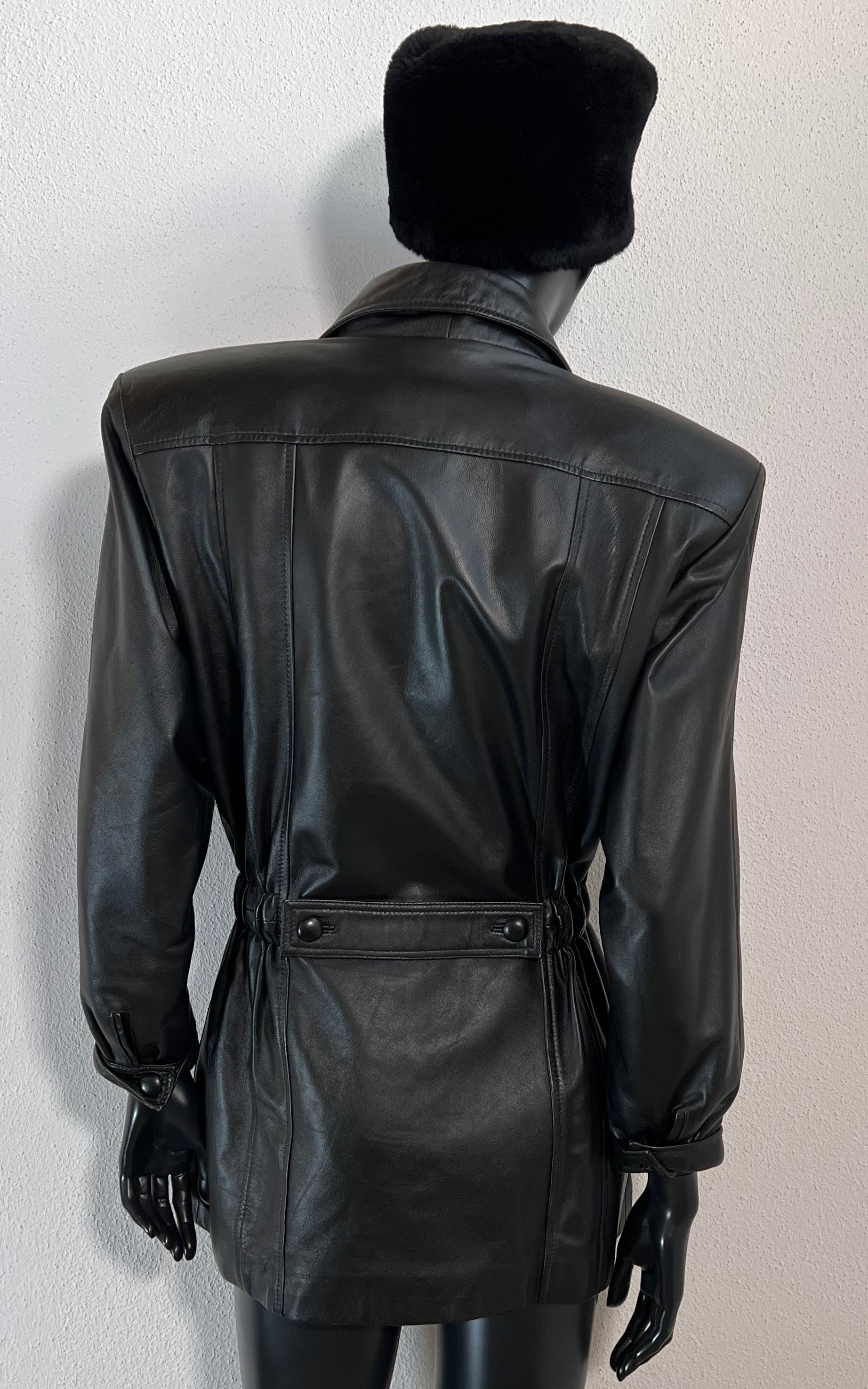 Vintage Big Shoulder Leather Jacket