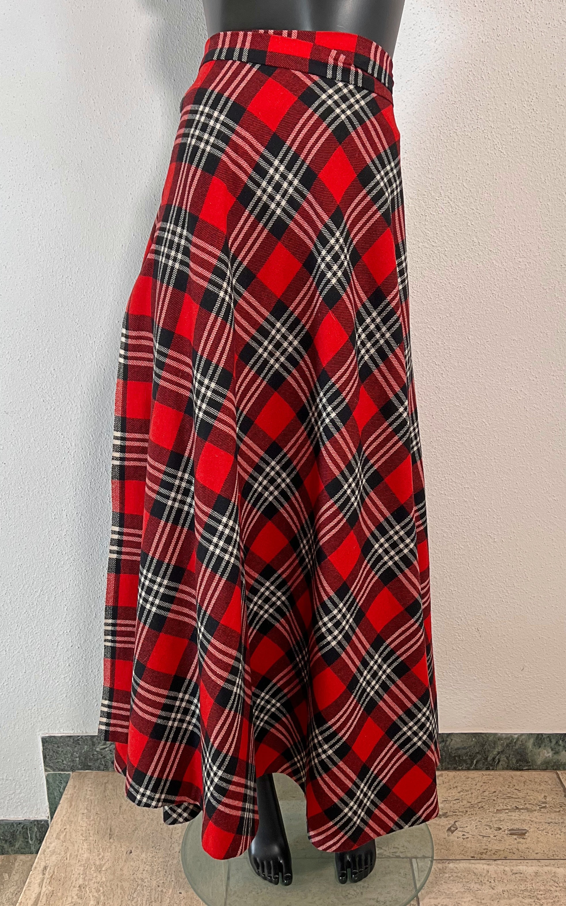 Vintage Tartan Wool Maxi Skirt