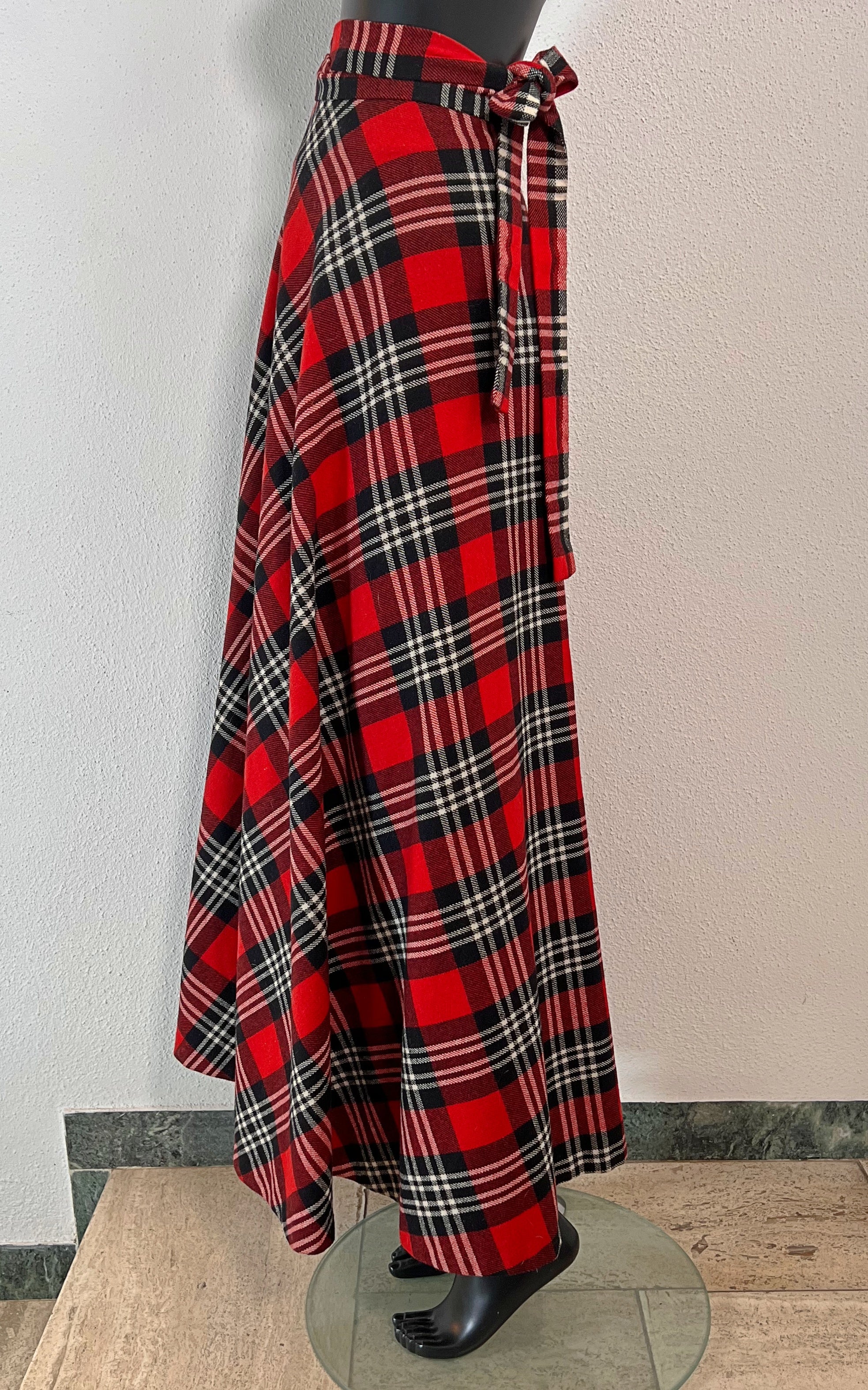 Vintage Tartan Wool Maxi Skirt
