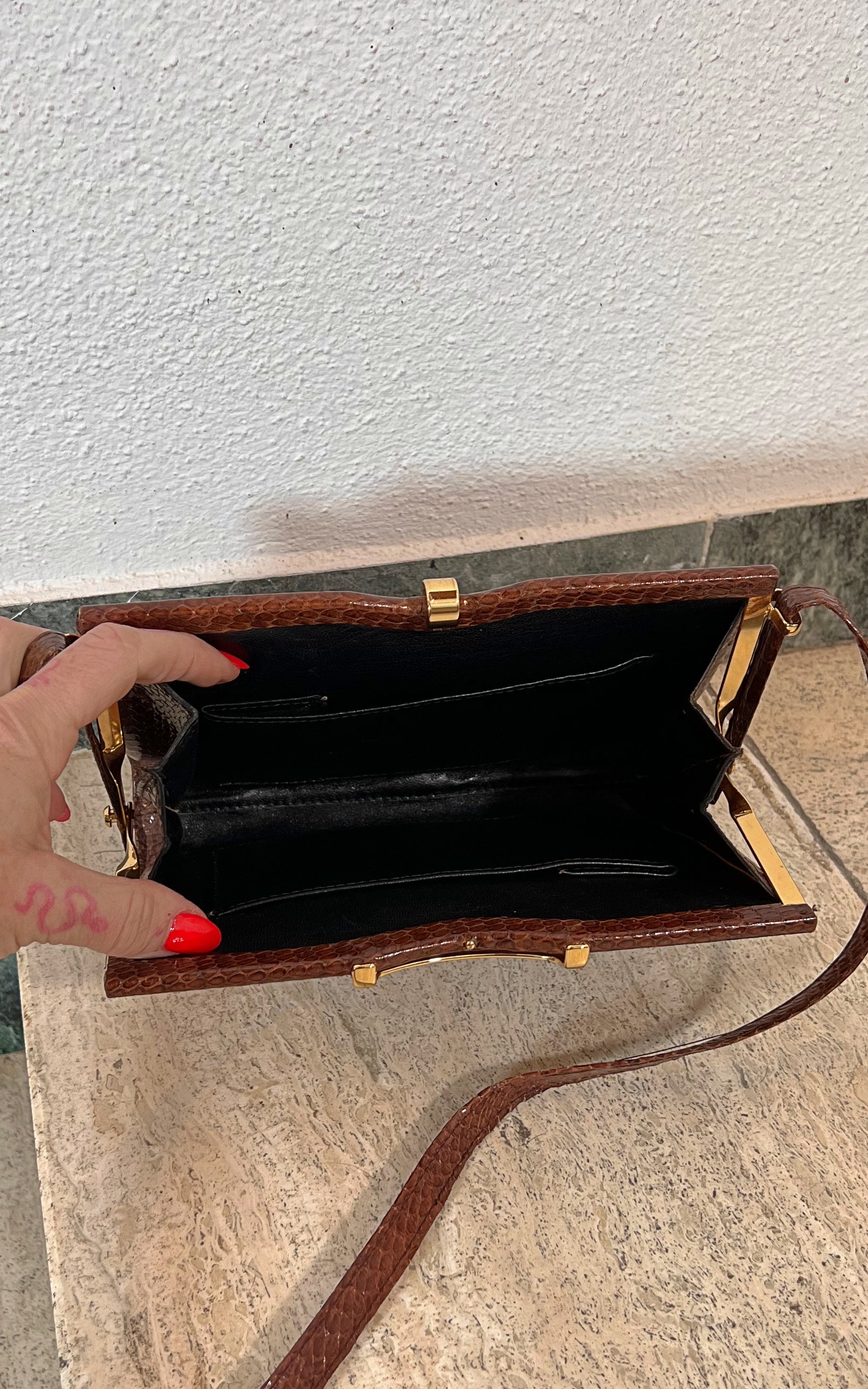 Vintage 70s Brown Snakeskin Bag