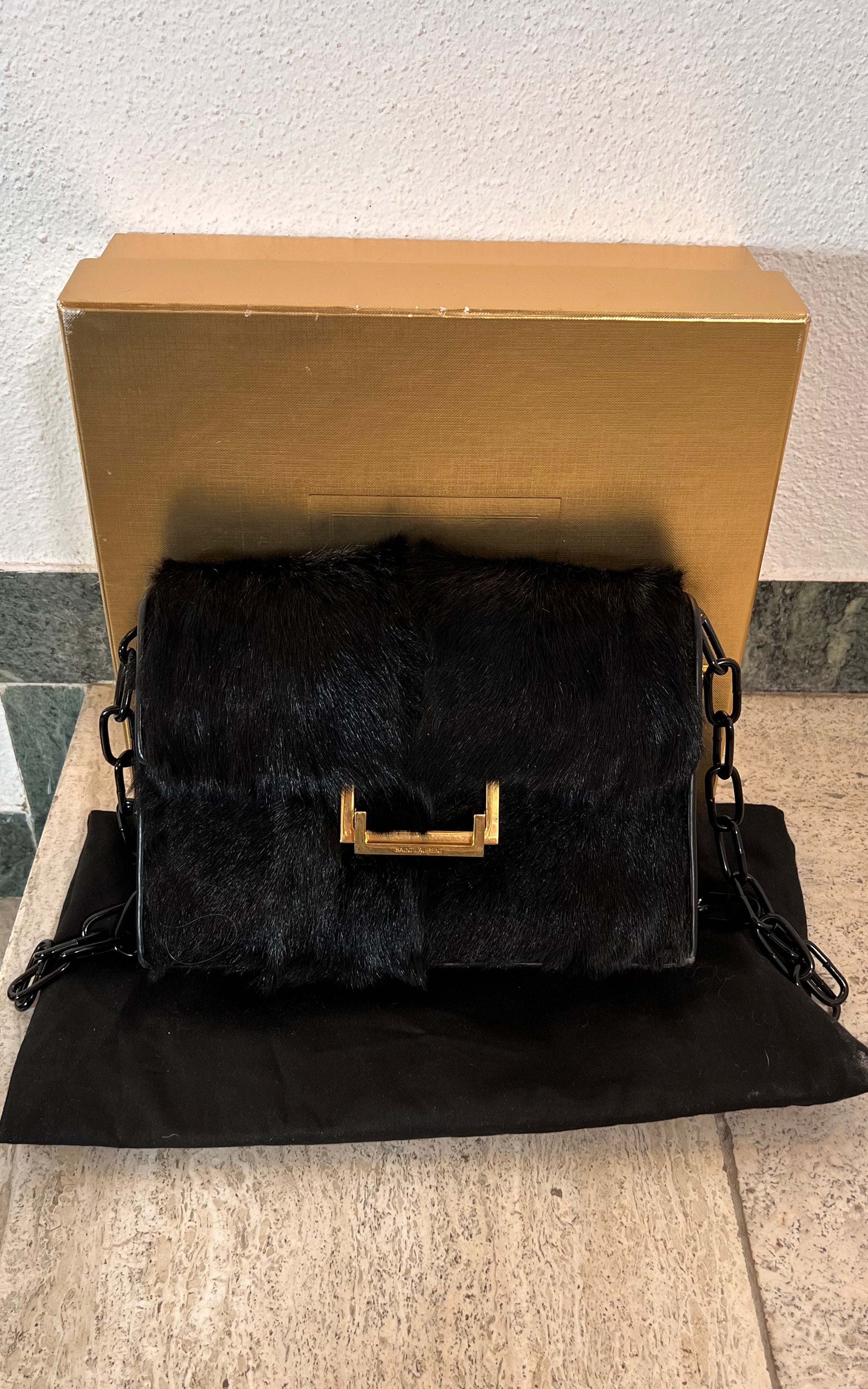 Vintage 2013 Saint Laurent LuLu Goat Hair Bag