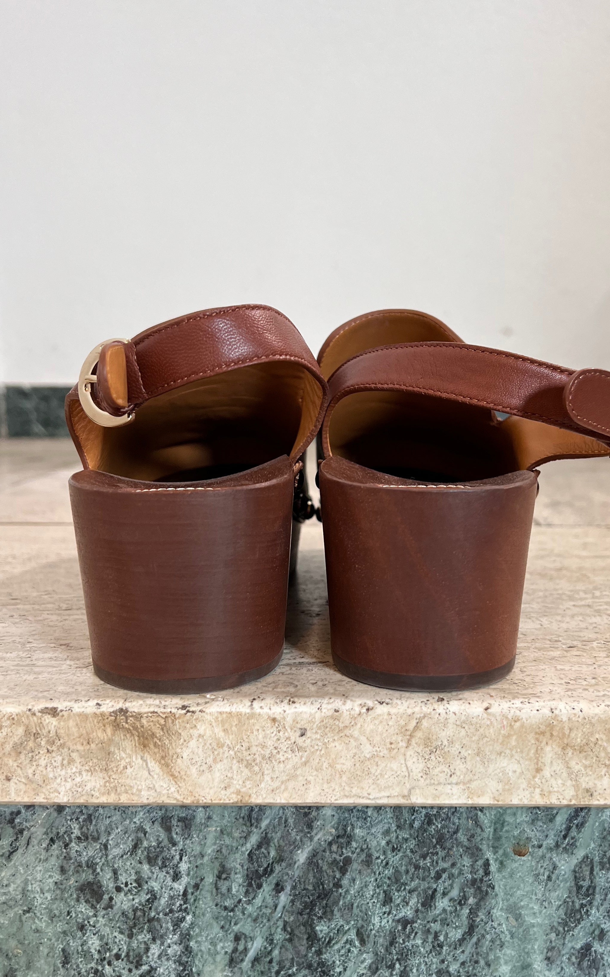 Chloé Aurna Clogs with Tigers Eye Studs 38