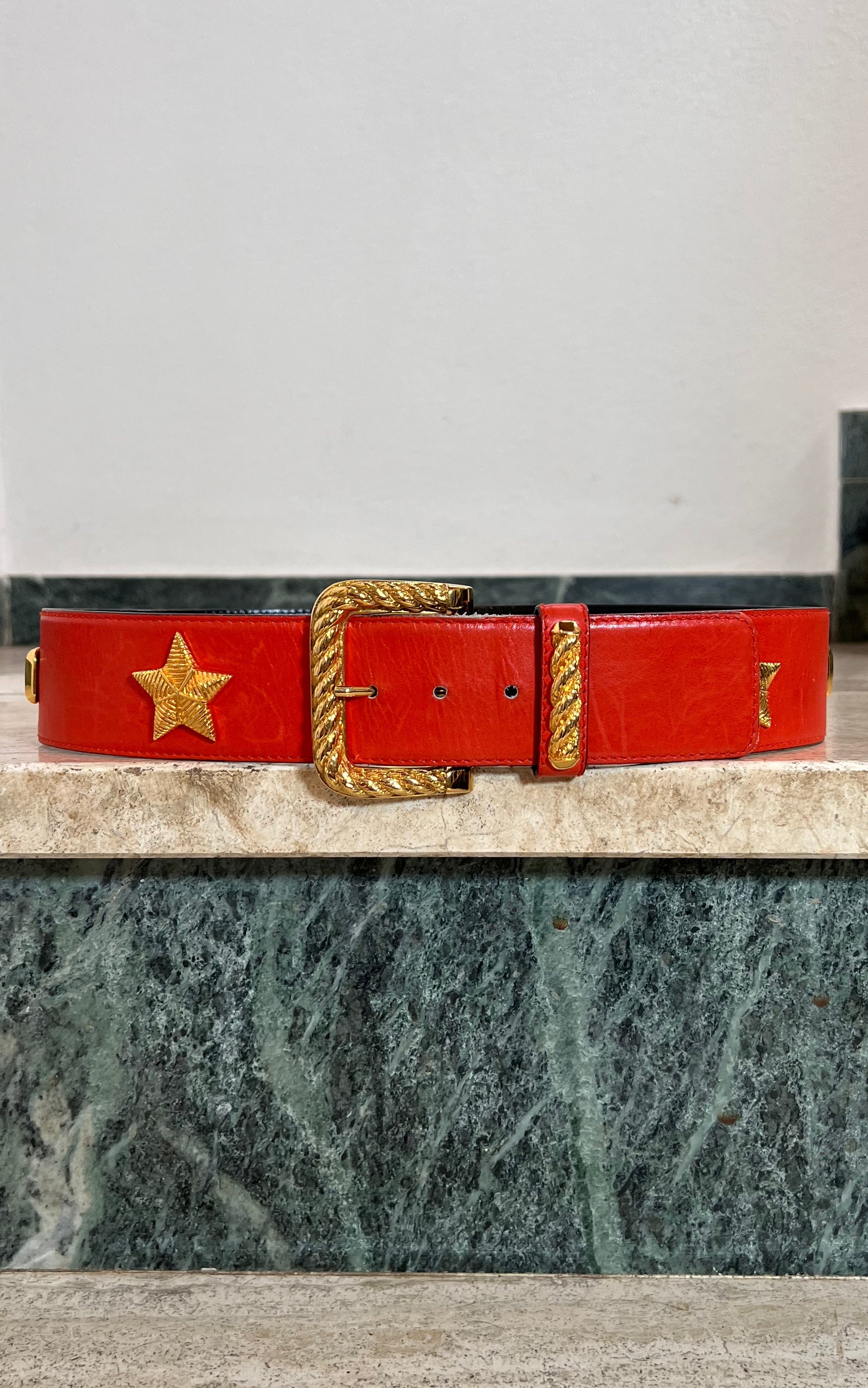 Vintage 90s Red Escada Star Belt