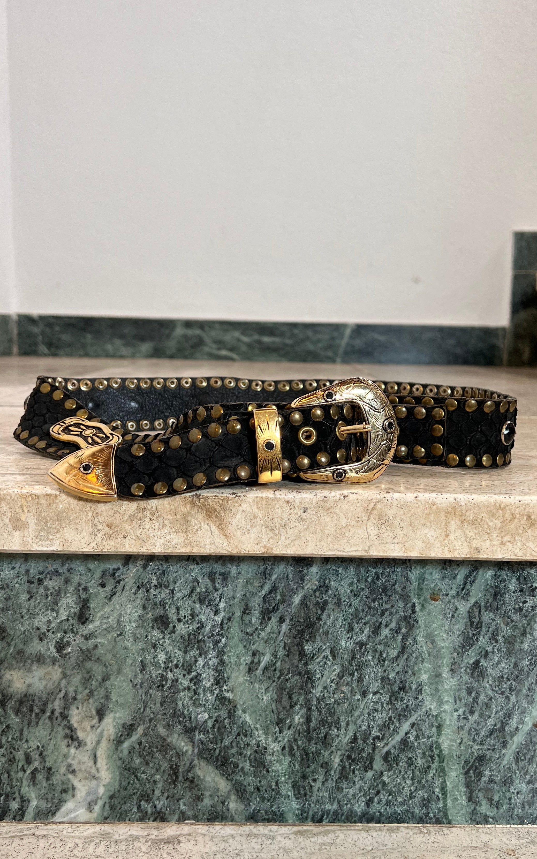 Vintage 80s Python Skin Belt