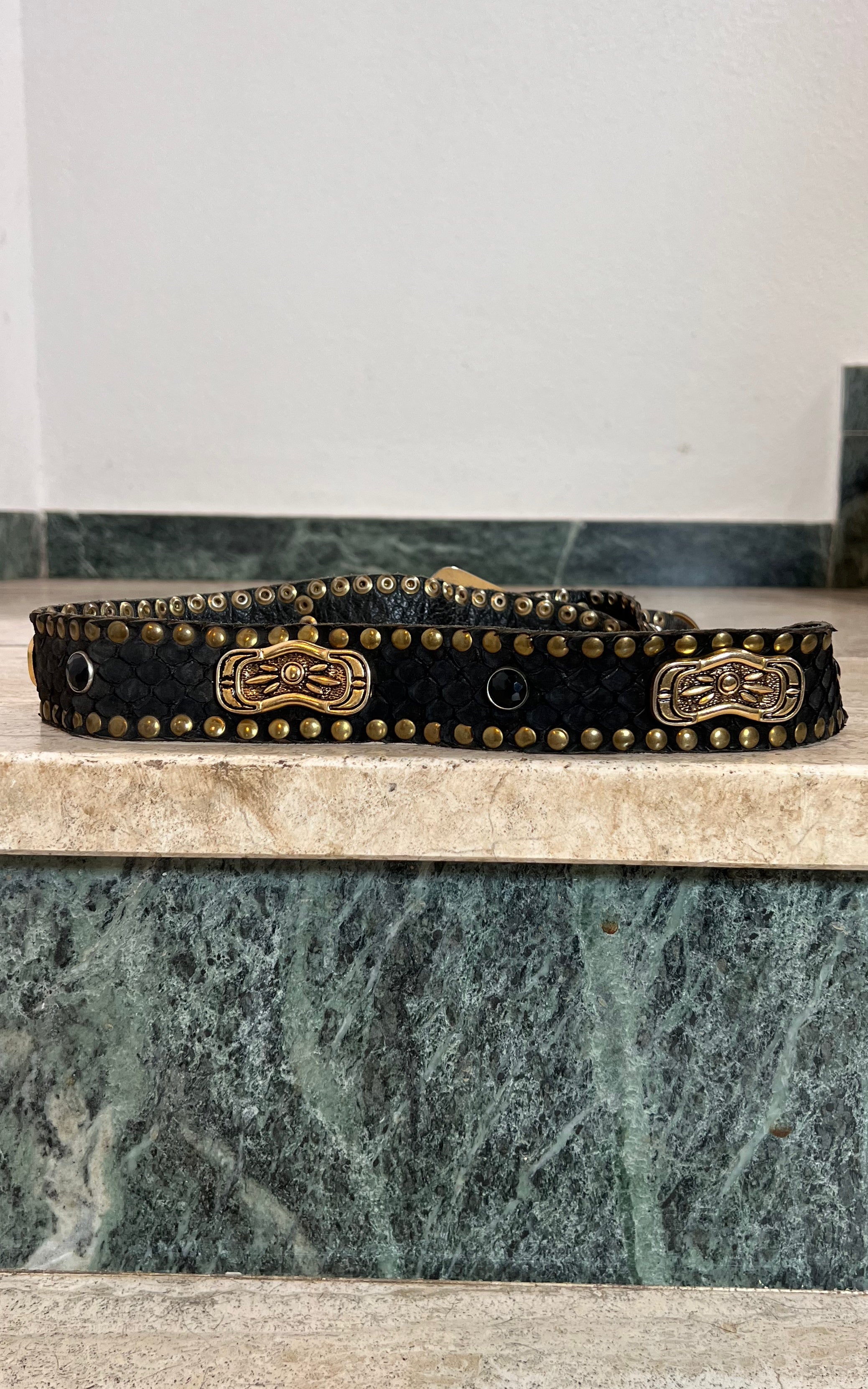 Vintage 80s Python Skin Belt