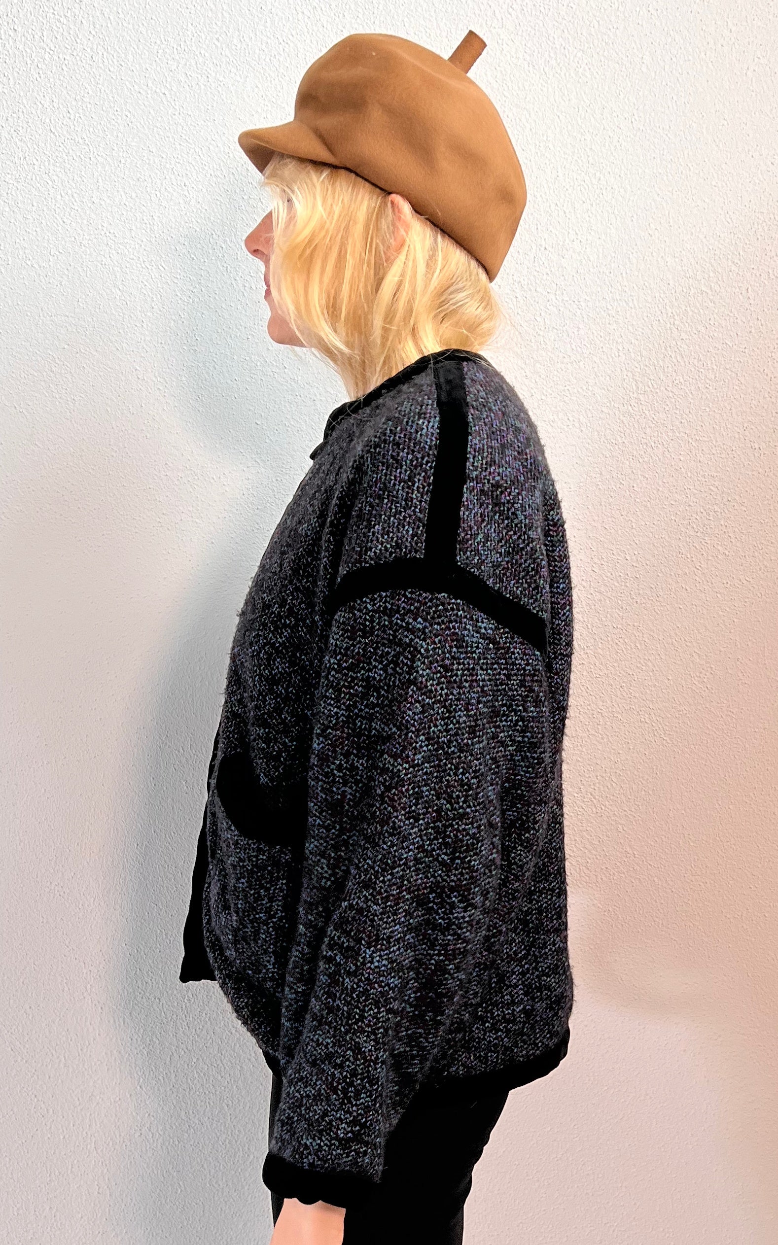 Vintage Tweed & Fur Cardigan