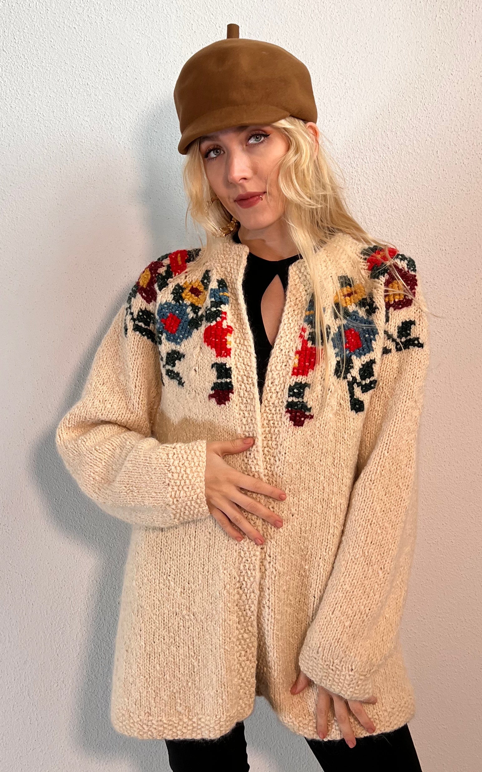 Cardigan lavorato a maglia fatto a mano vintage anni '70