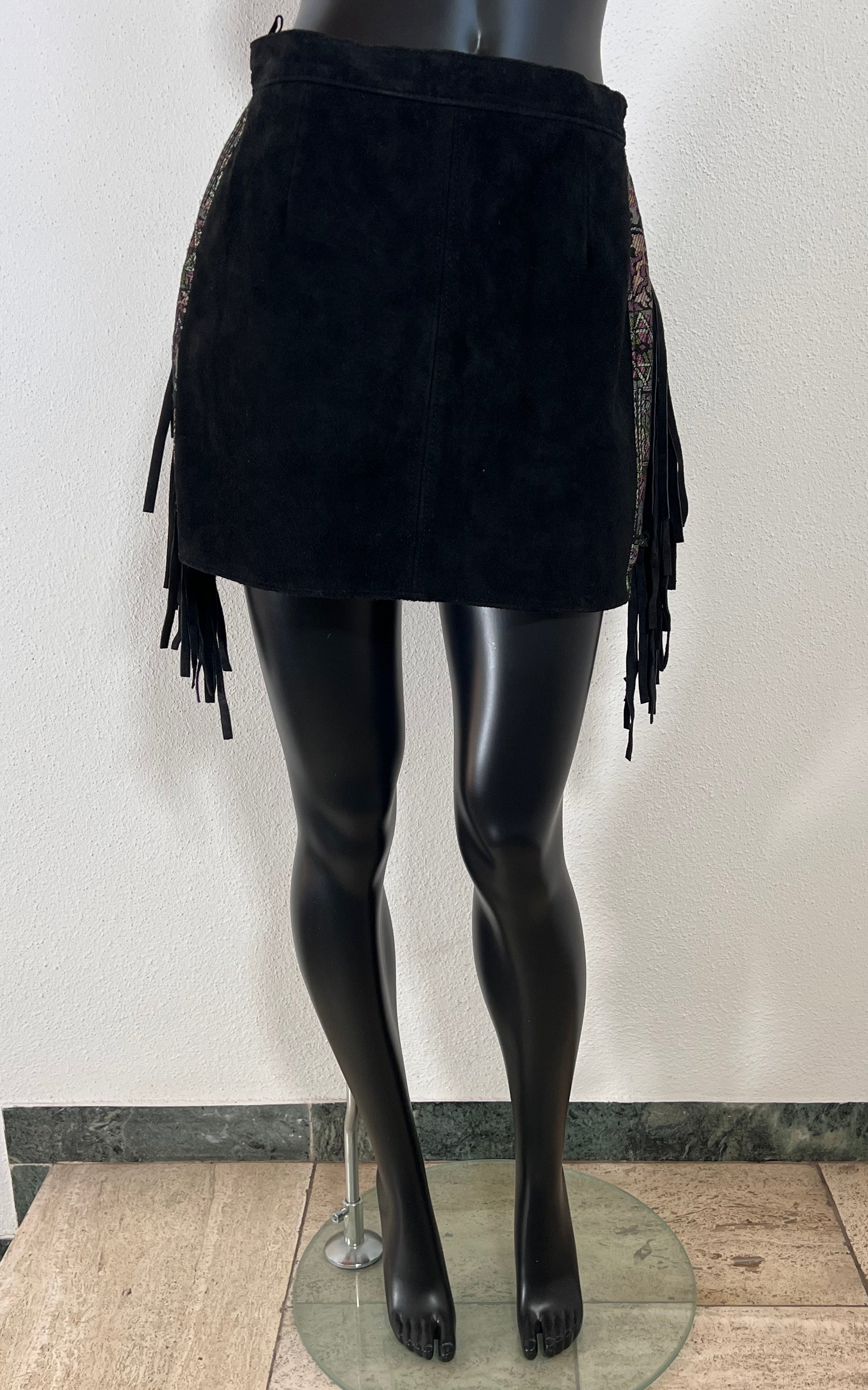 Vintage Fringed Suede Leather Skirt