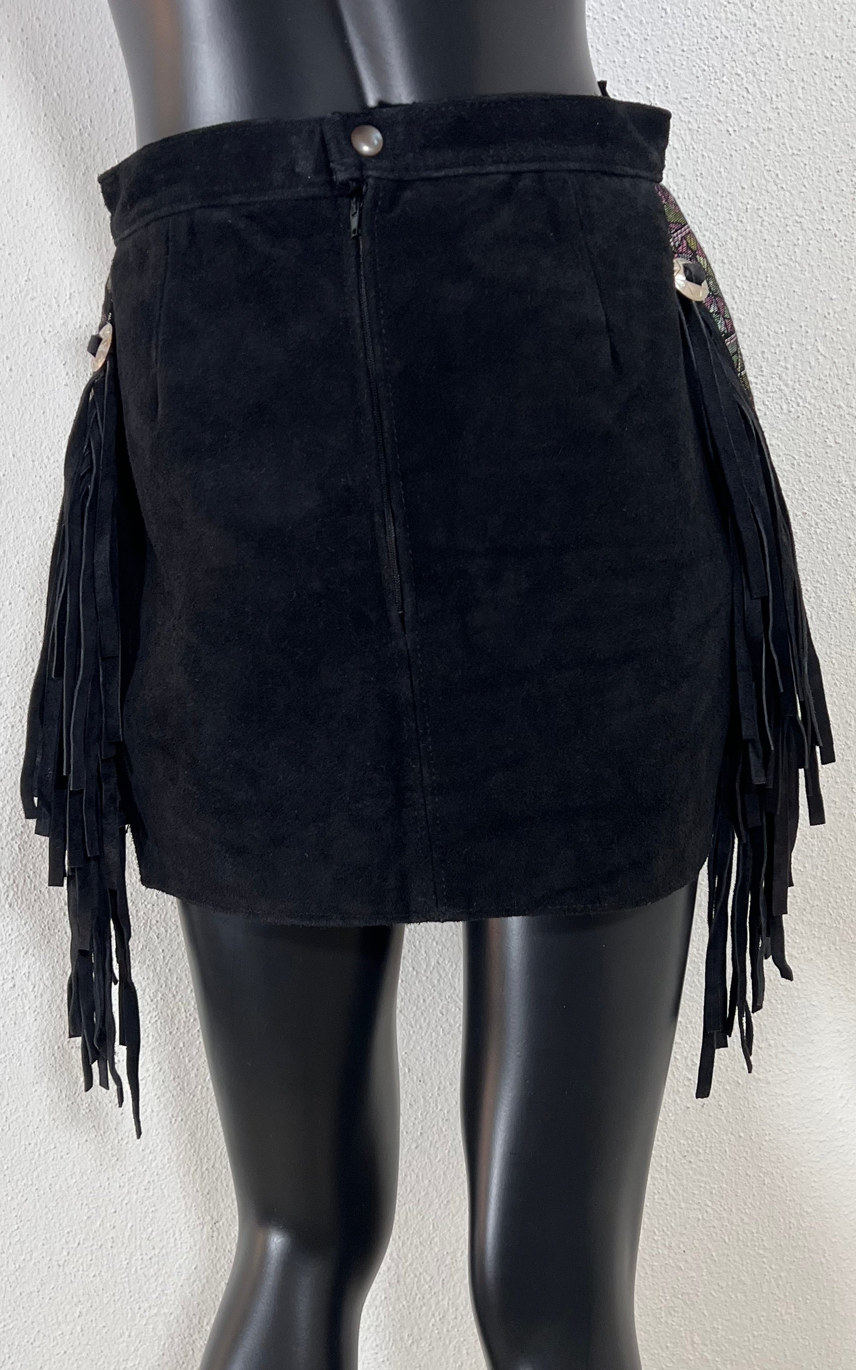 Vintage Fringed Suede Leather Skirt