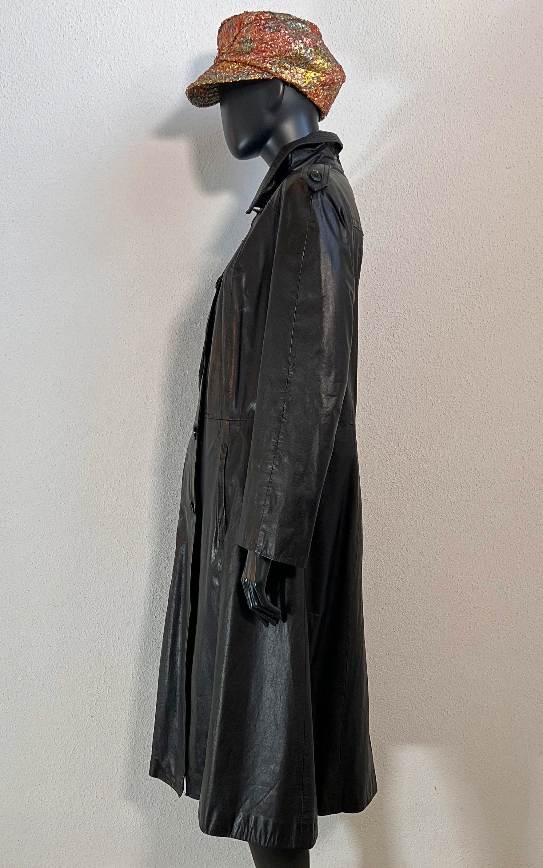 Vintage 70s Black Leathercoat