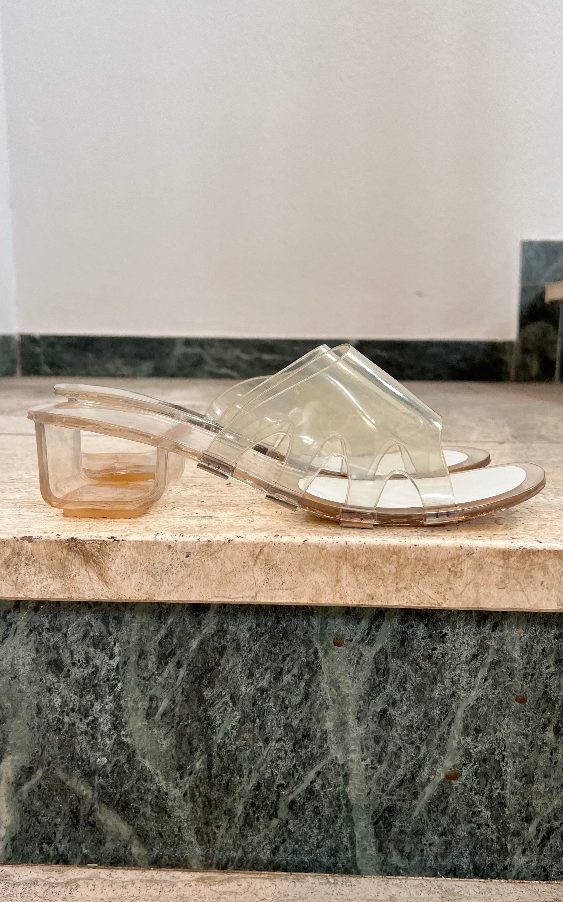 Vintage 60s Clear Mules 40