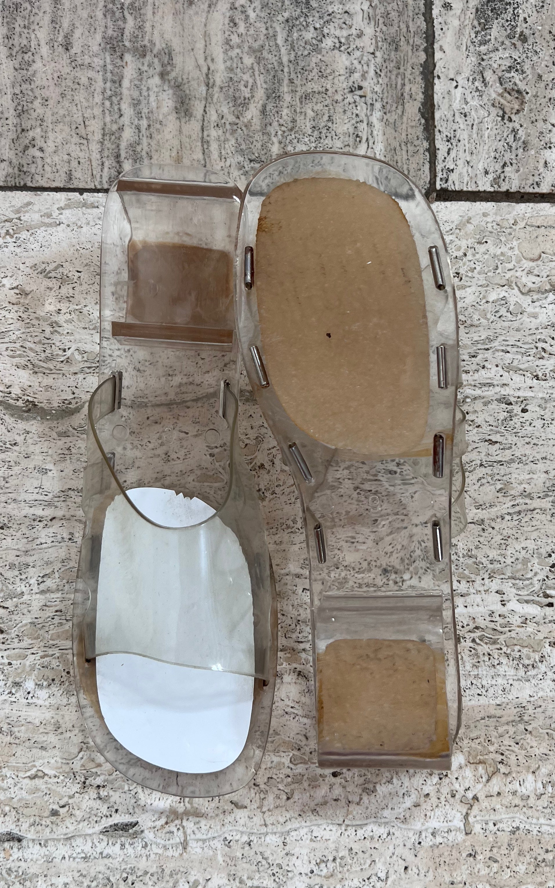 Vintage 60s Clear Mules 40