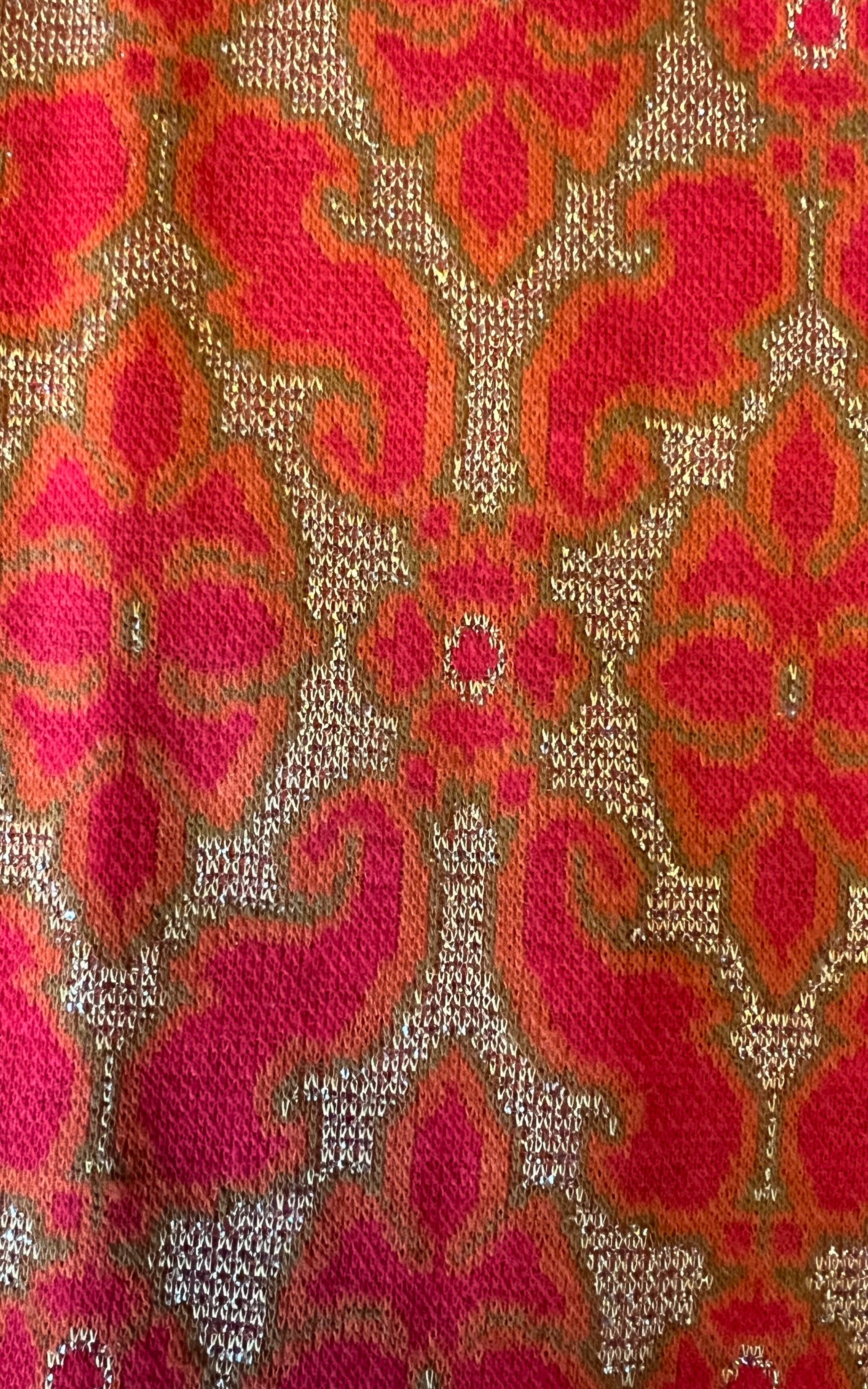 Vintage 70s Festive Brocade Maxi Dress