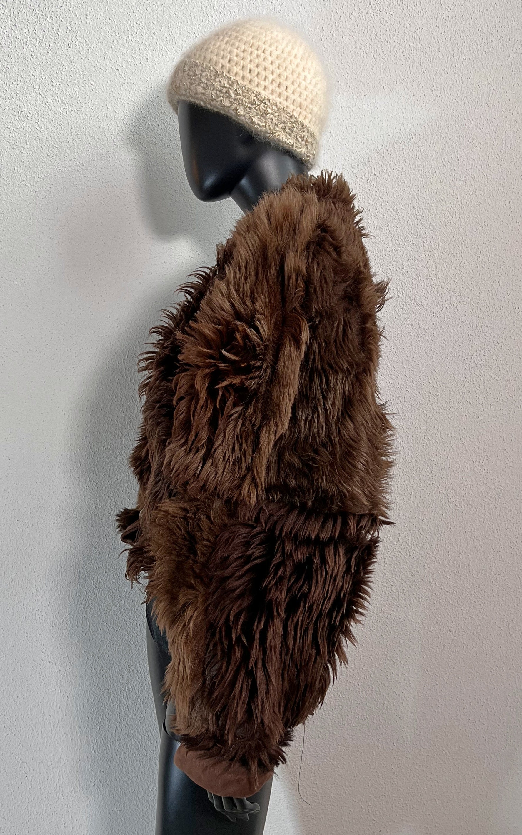 Reworked Vintage Cropped Curly Shearling Jacket