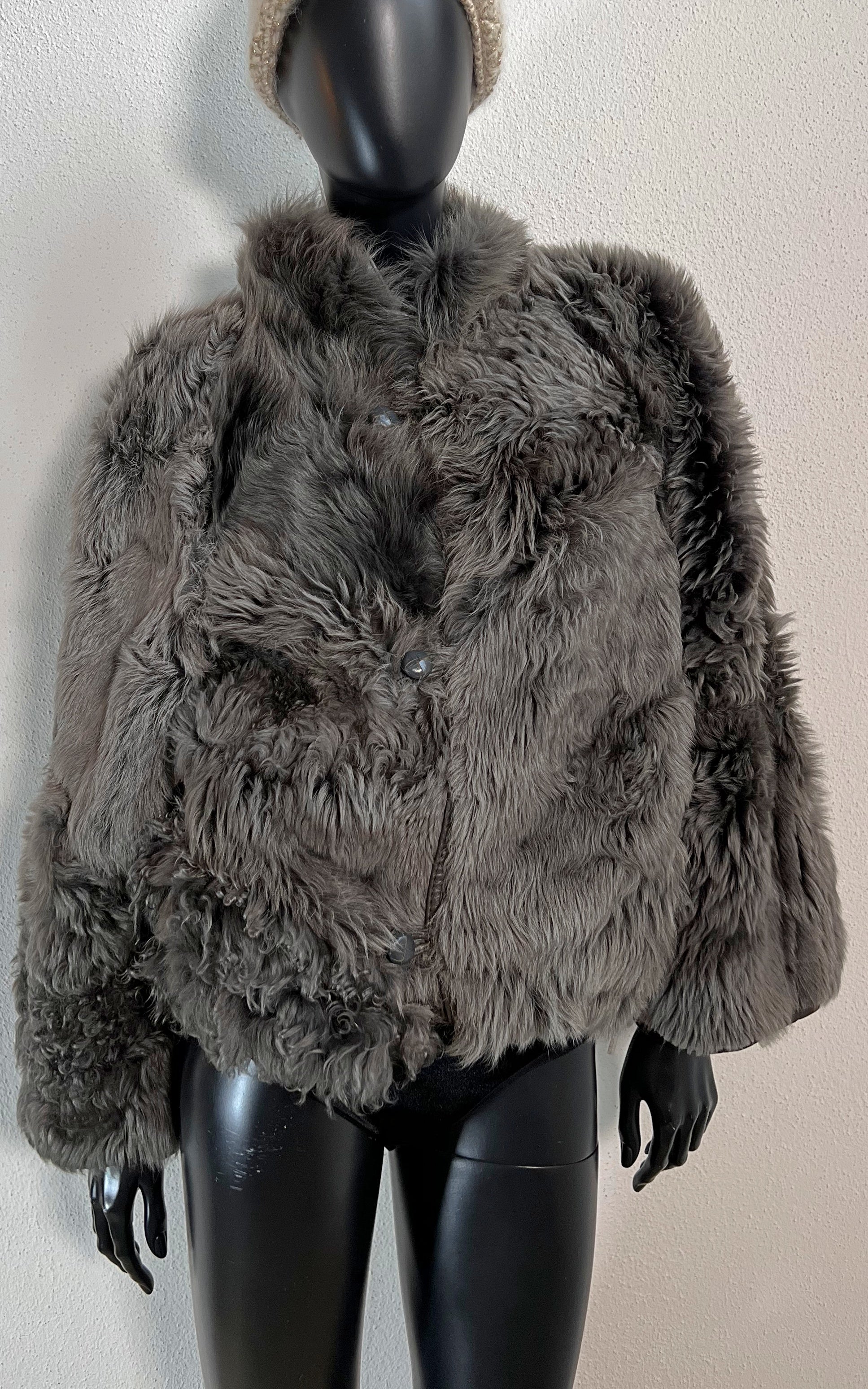 Reworked Vintage Cropped Curly Shearling Jacket