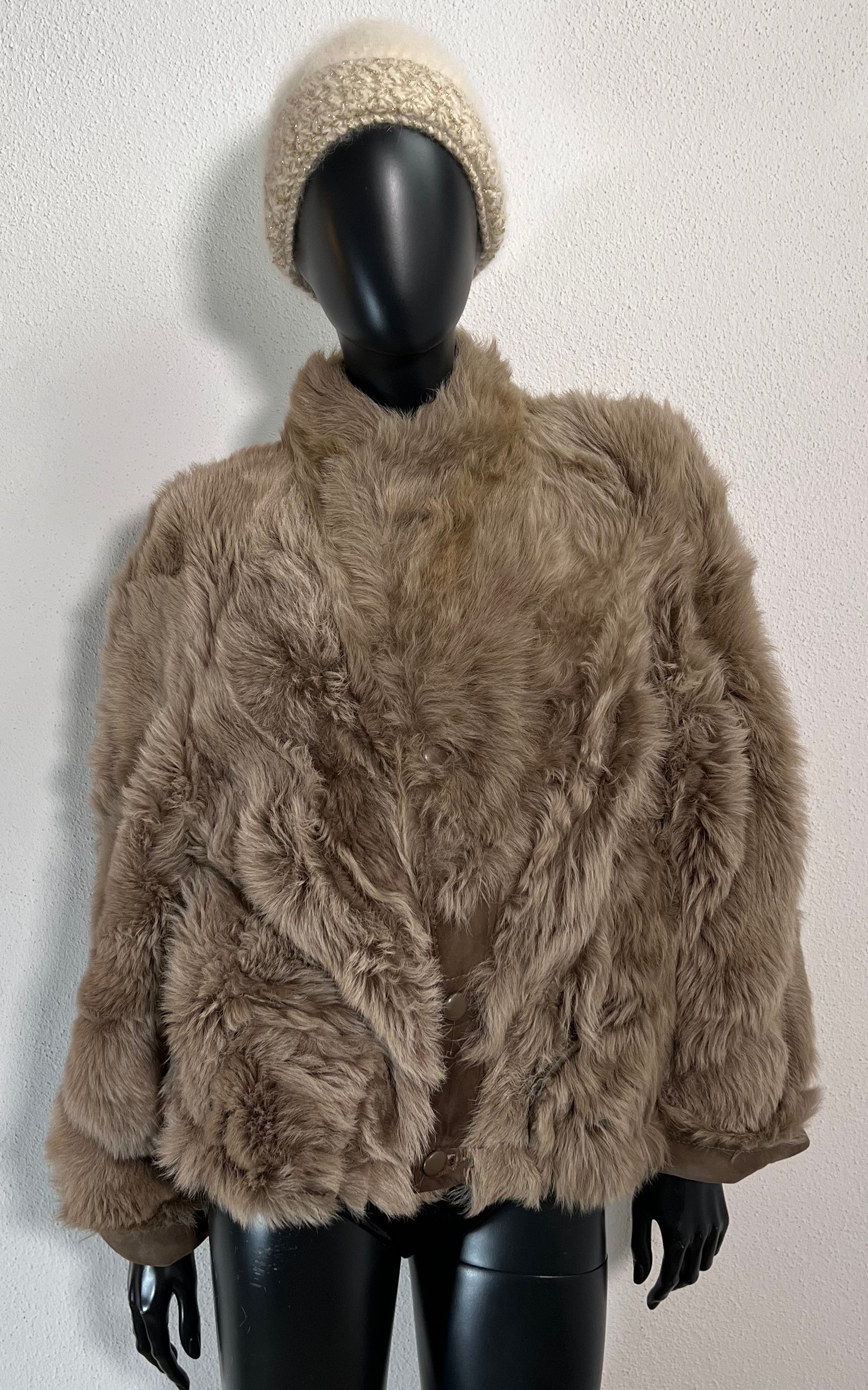 Reworked Vintage Cropped Curly Shearling Jacket