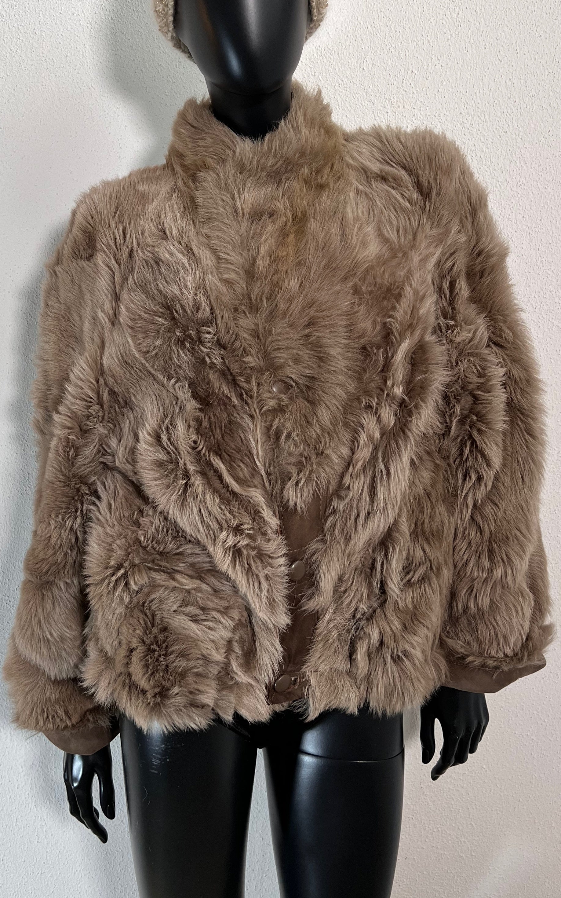Reworked Vintage Cropped Curly Shearling Jacket