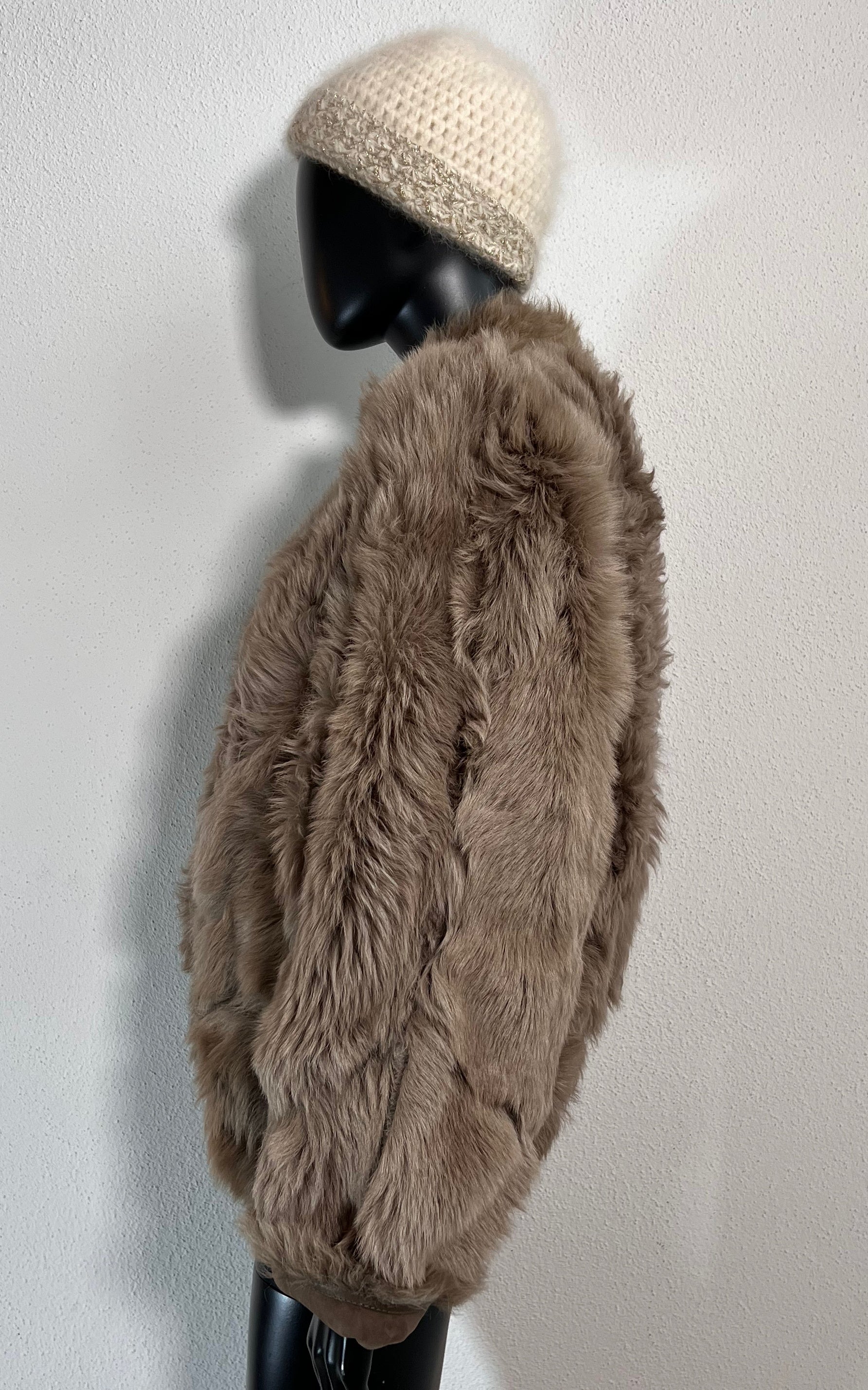 Reworked Vintage Cropped Curly Shearling Jacket