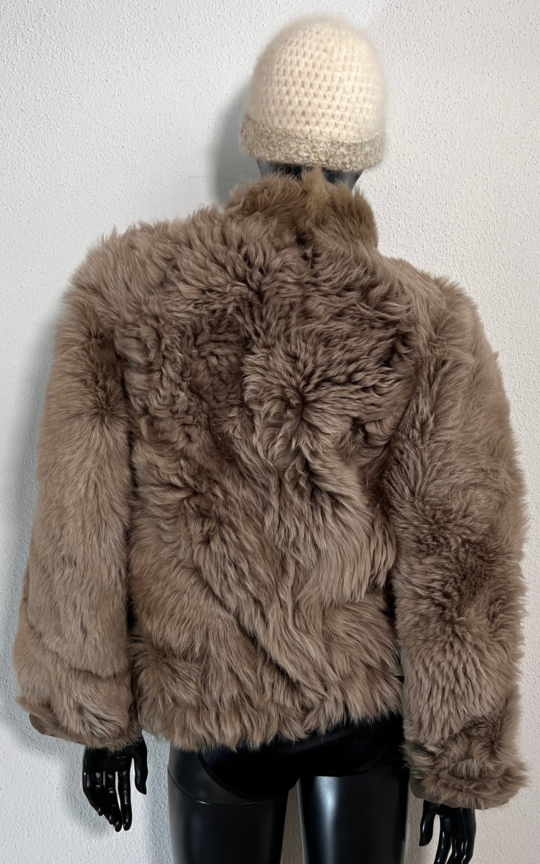 Reworked Vintage Cropped Curly Shearling Jacket