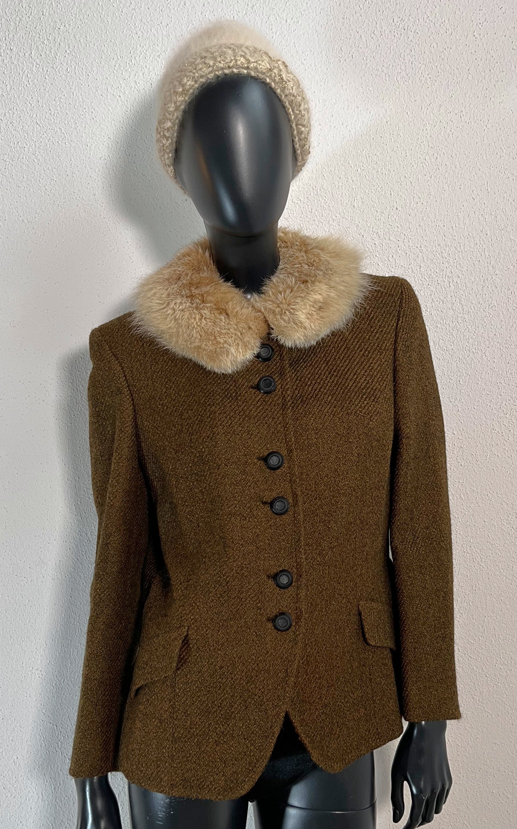 Vintage Wool Jacket with Fur Collar