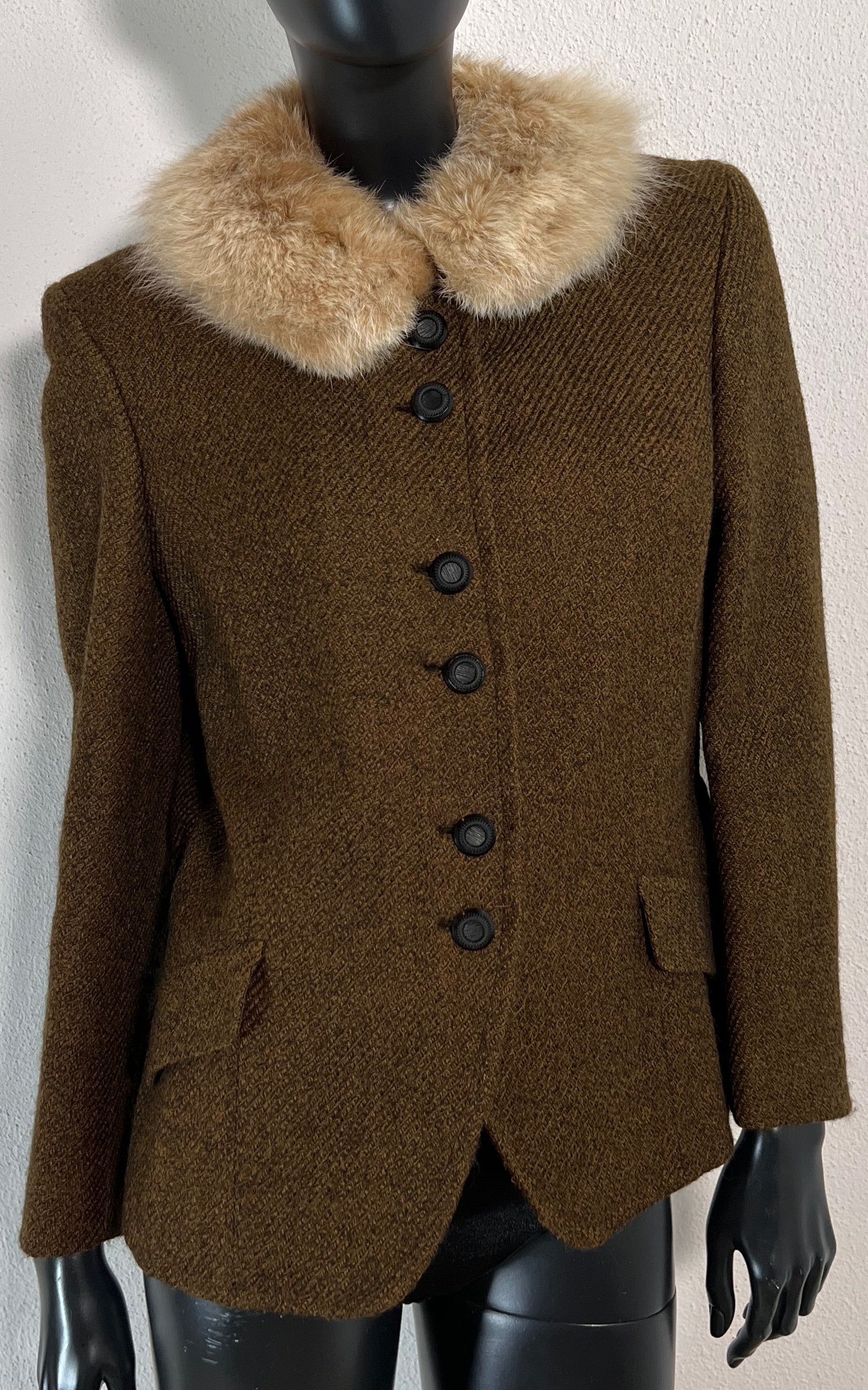 Vintage Wool Jacket with Fur Collar