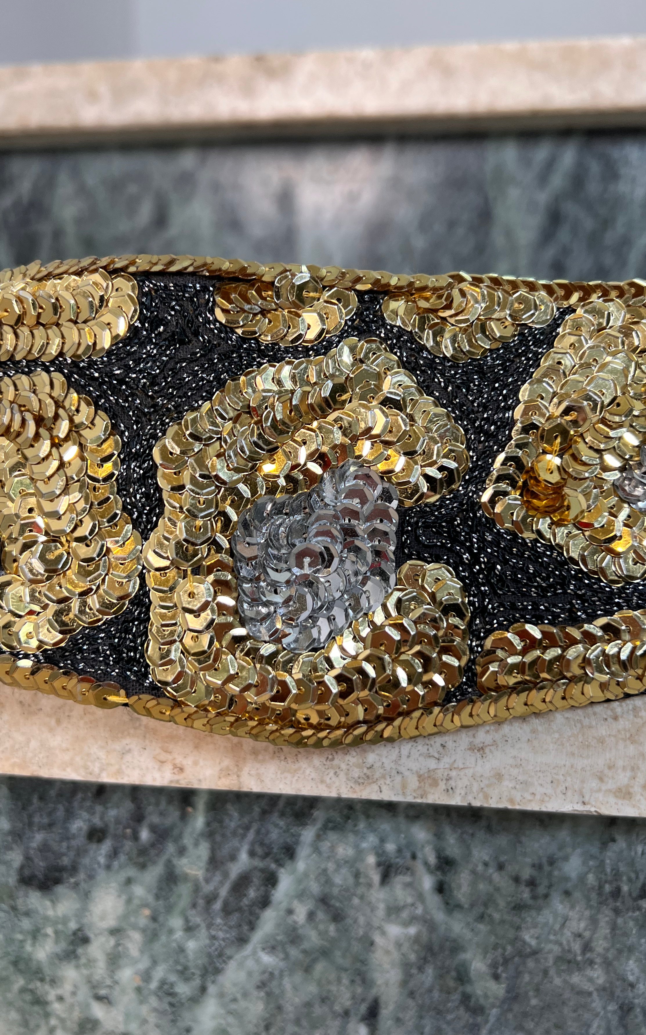 Vintage Satin Sequins Belt