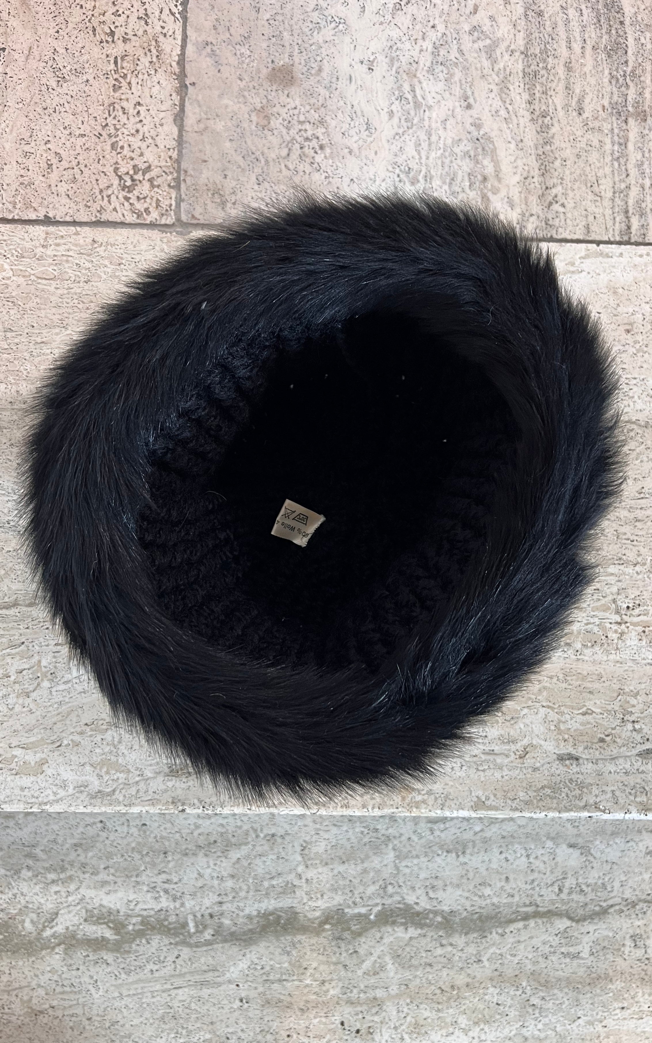 Vintage 70s Fur and Knit Hat