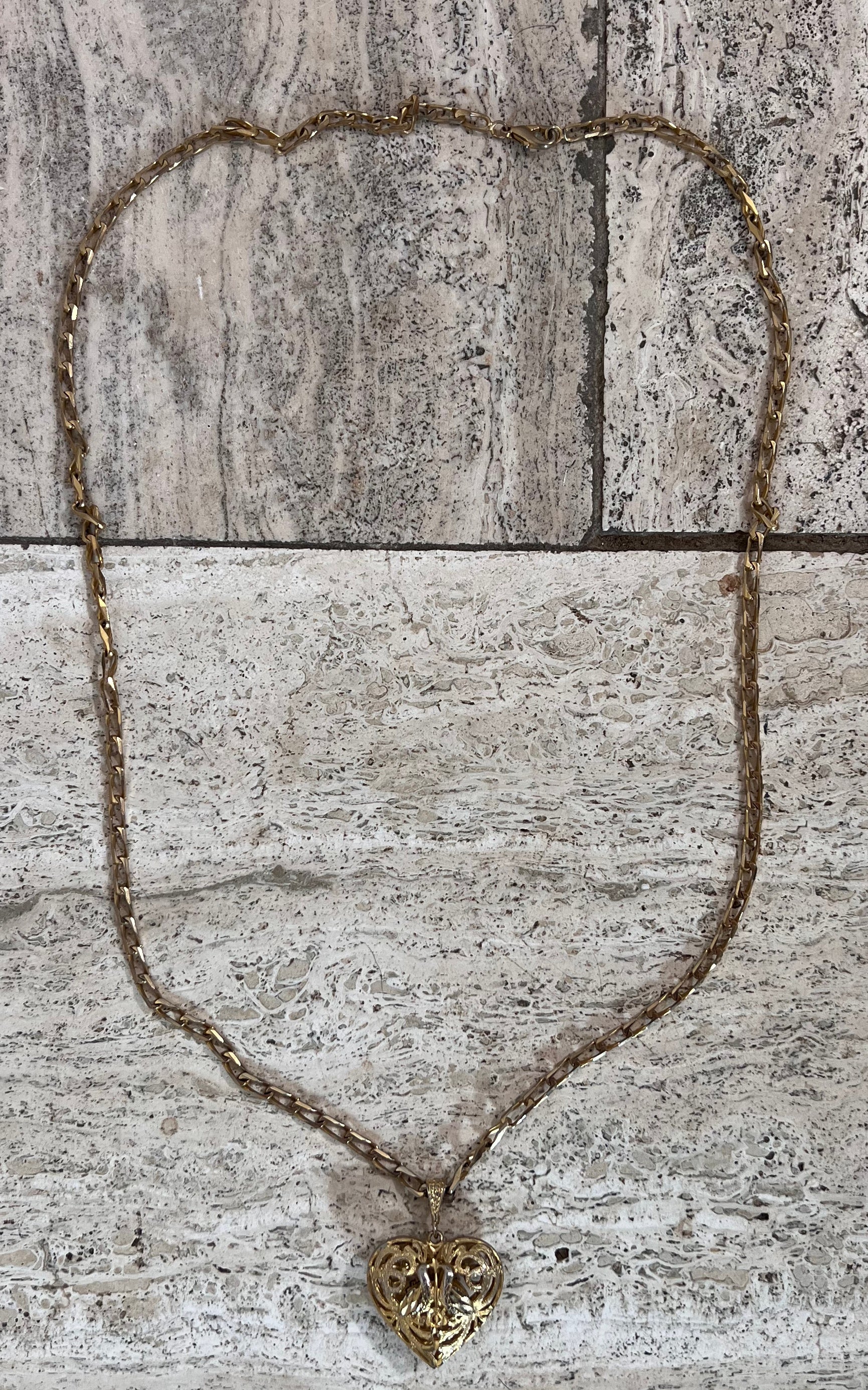 Vintage Heart and Birds Necklace