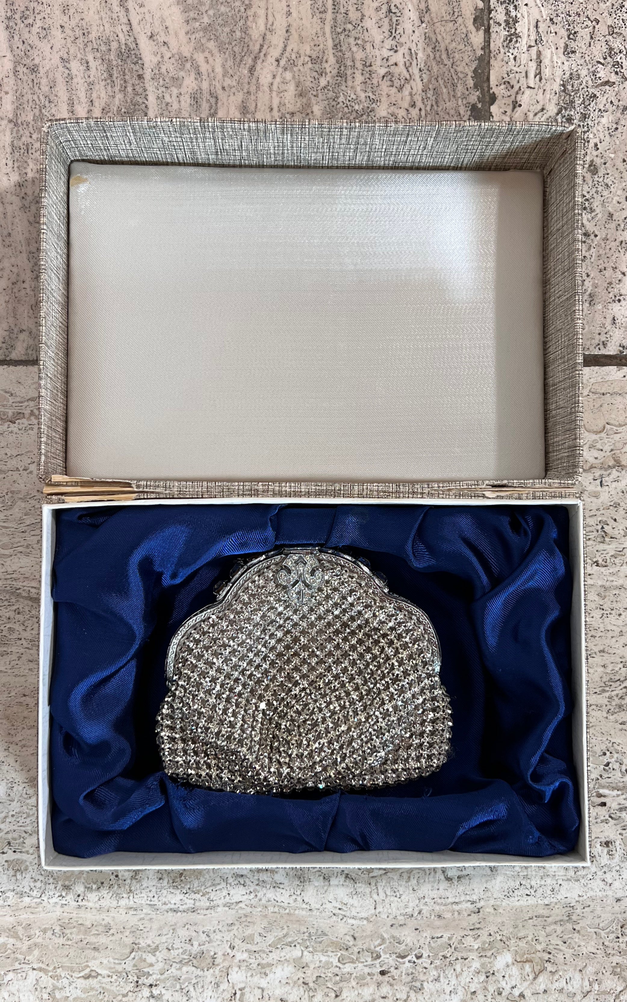 Antique Rhinestone Silver Evening Bag