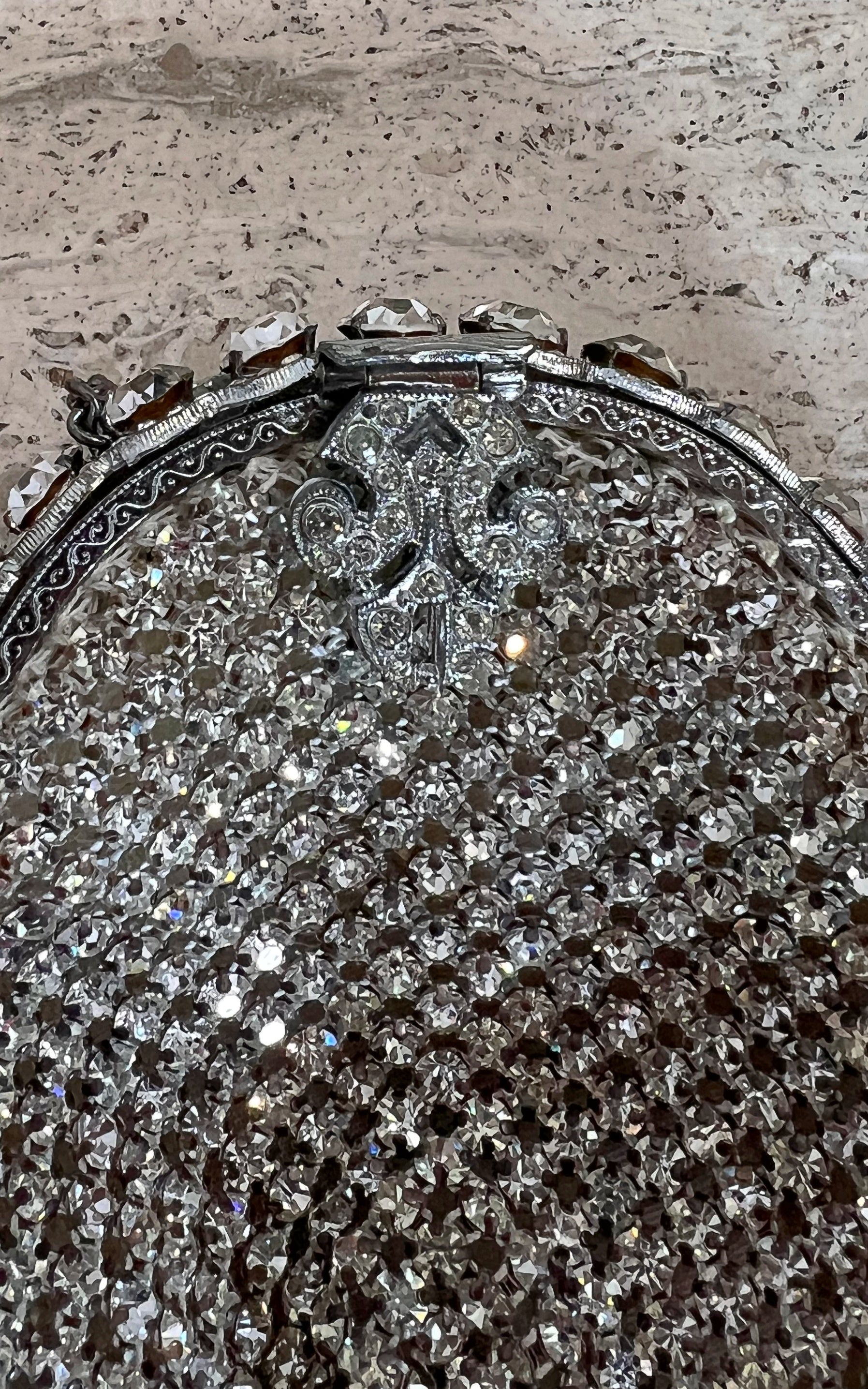 Antique Rhinestone Silver Evening Bag