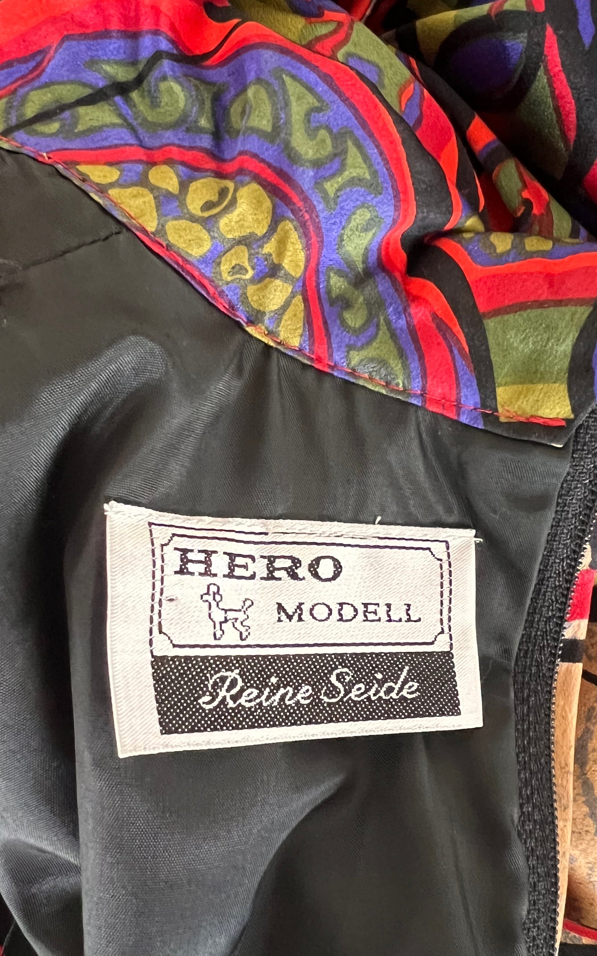 Vintage Abstract Print Silk Dress