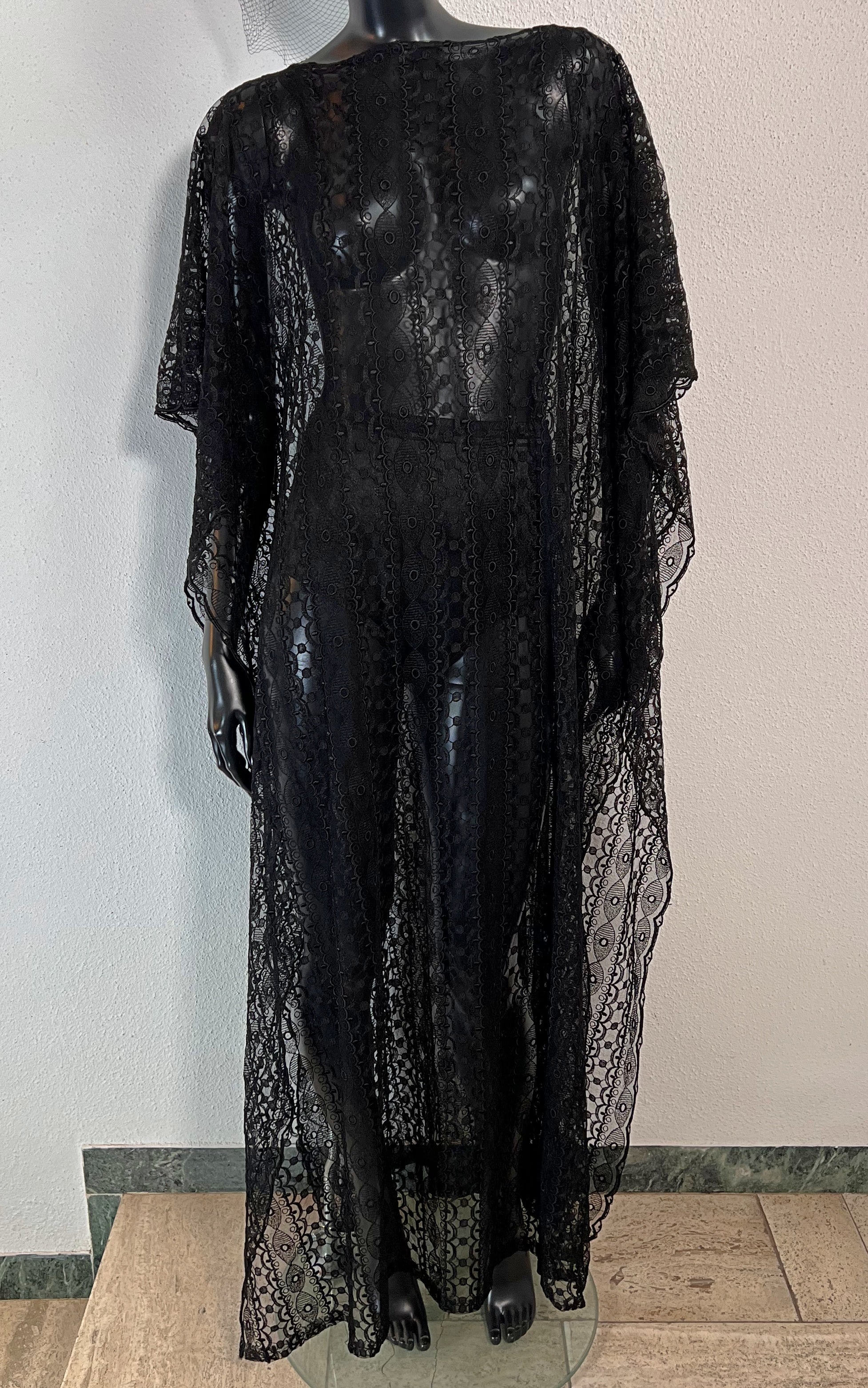 Vintage 70s Lace Caftan Dress