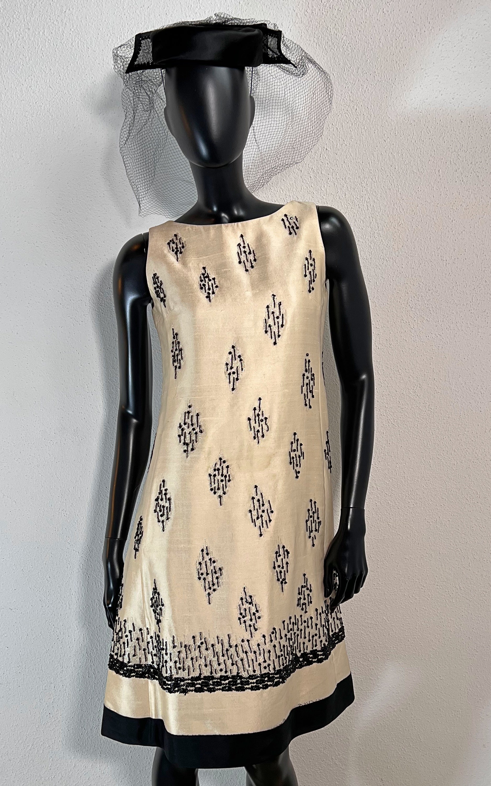 Vintage 60s Raw Silk and Sequins Dress
