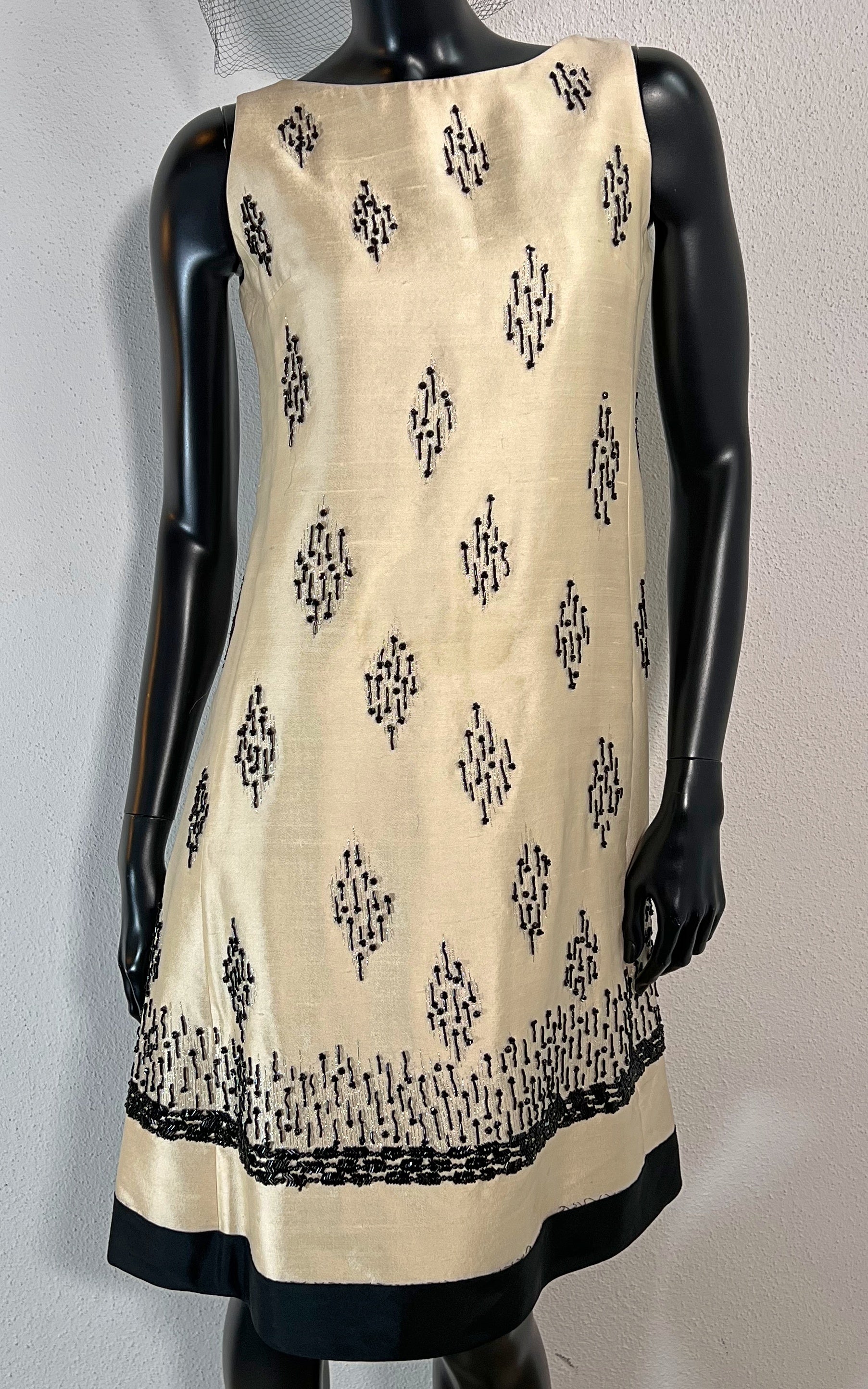 Vintage 60s Raw Silk and Sequins Dress