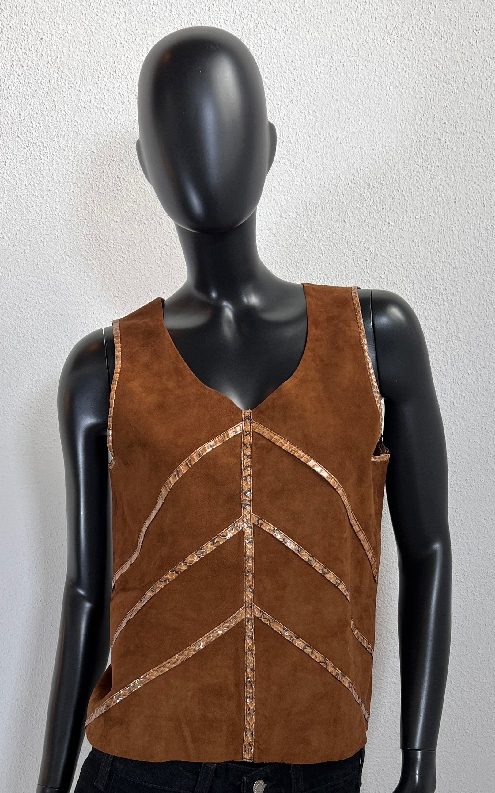 Vintage 70s Suede & Snakeskin Leather Top