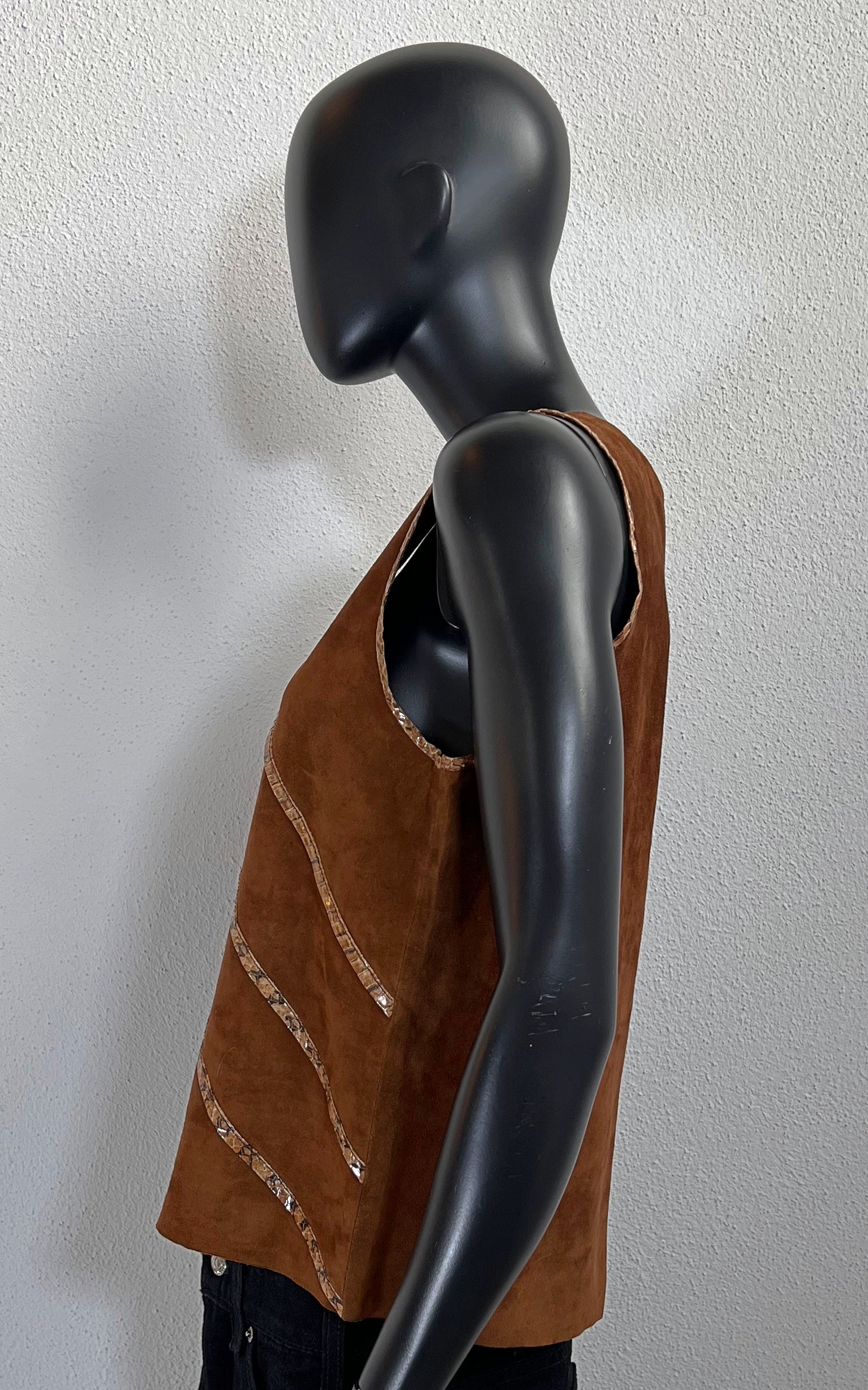 Vintage 70s Suede & Snakeskin Leather Top