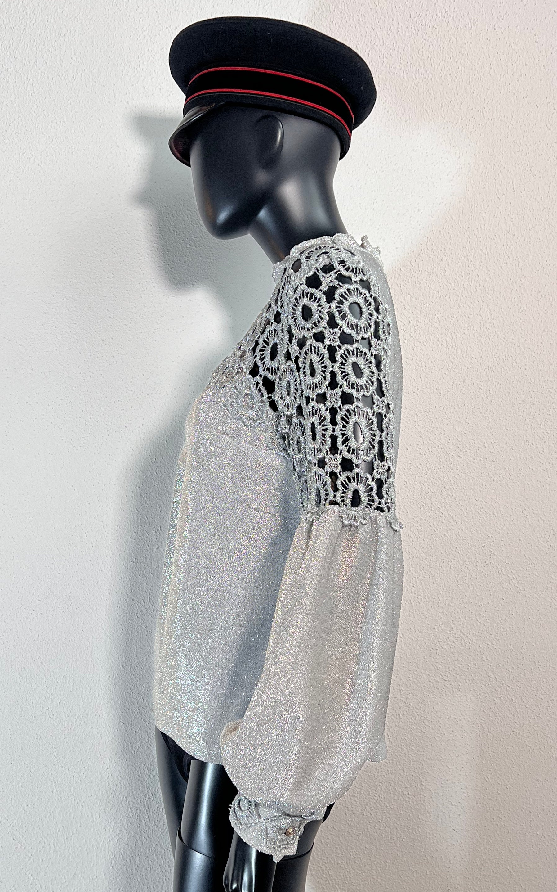 Vintage 70s Silver Lurex Blouse