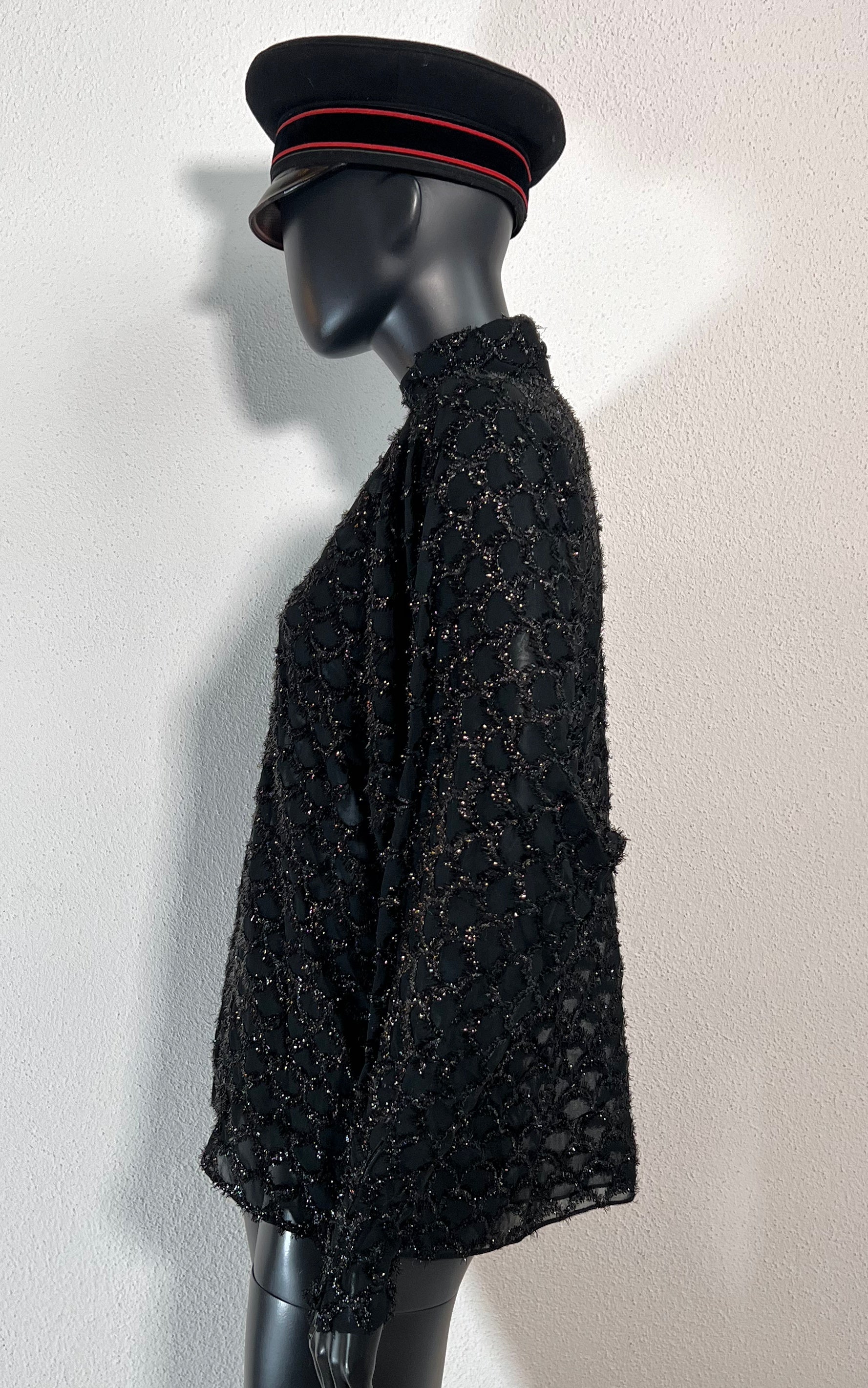 Vintage Silk and Lurex Sheer Scallop Top