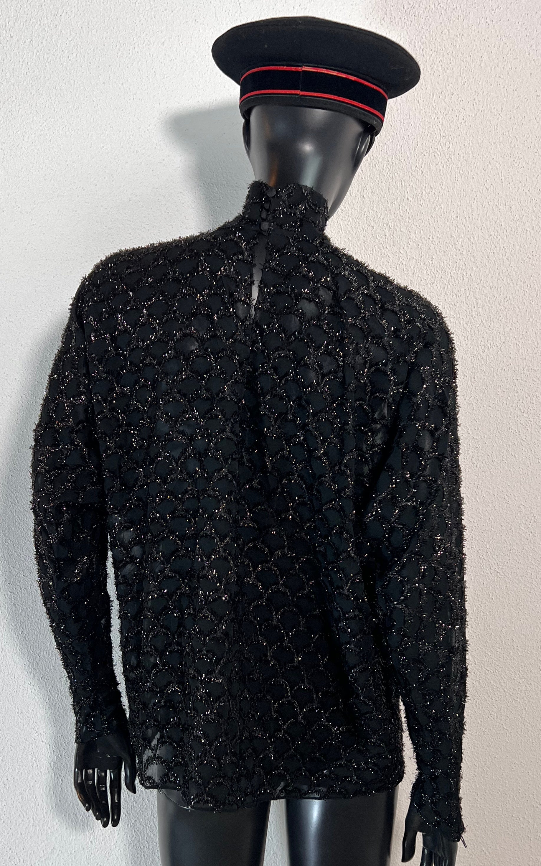 Vintage Silk and Lurex Sheer Scallop Top