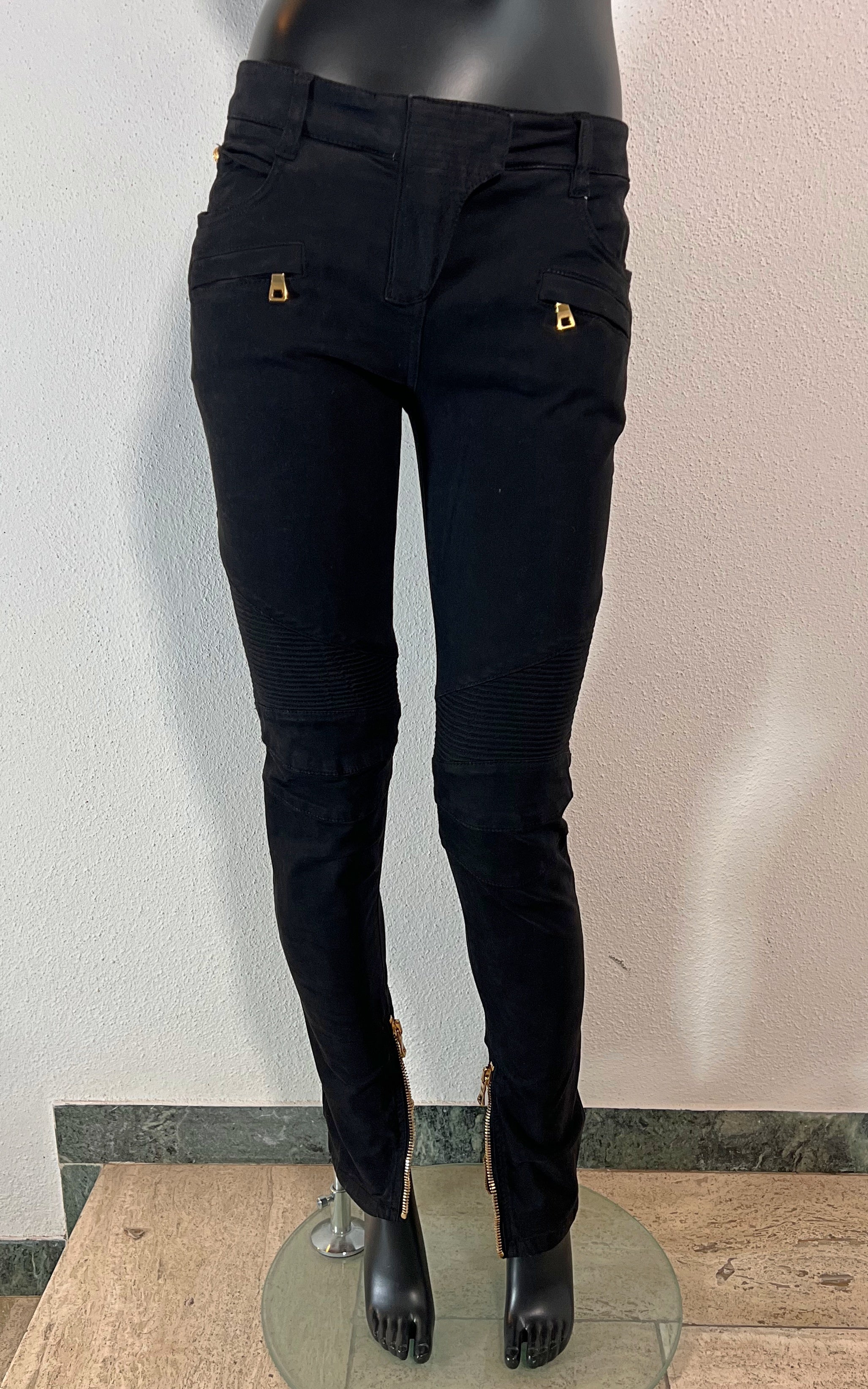 Vintage Balmain Biker Pants Black Denim