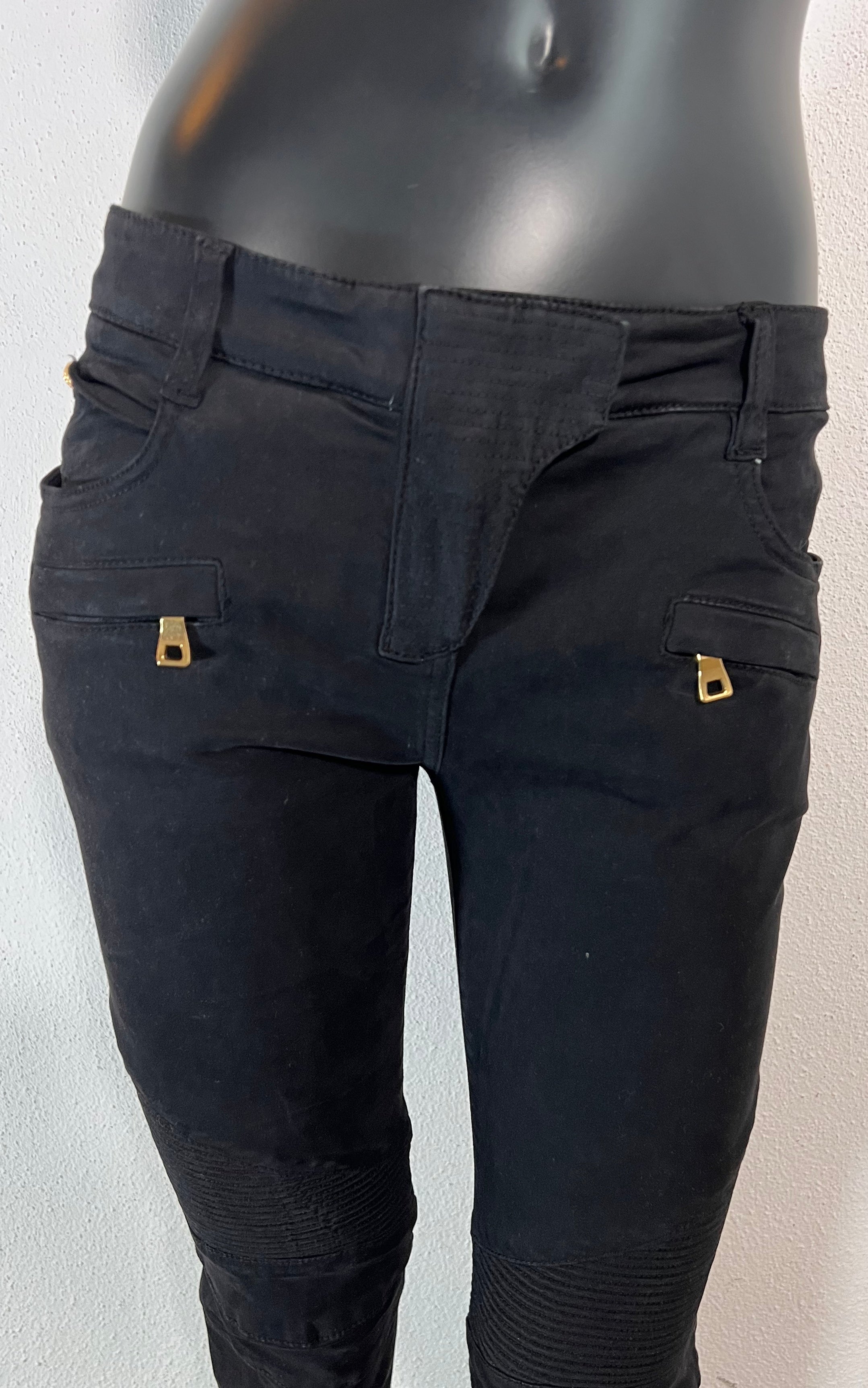 Vintage Balmain Biker Pants Black Denim