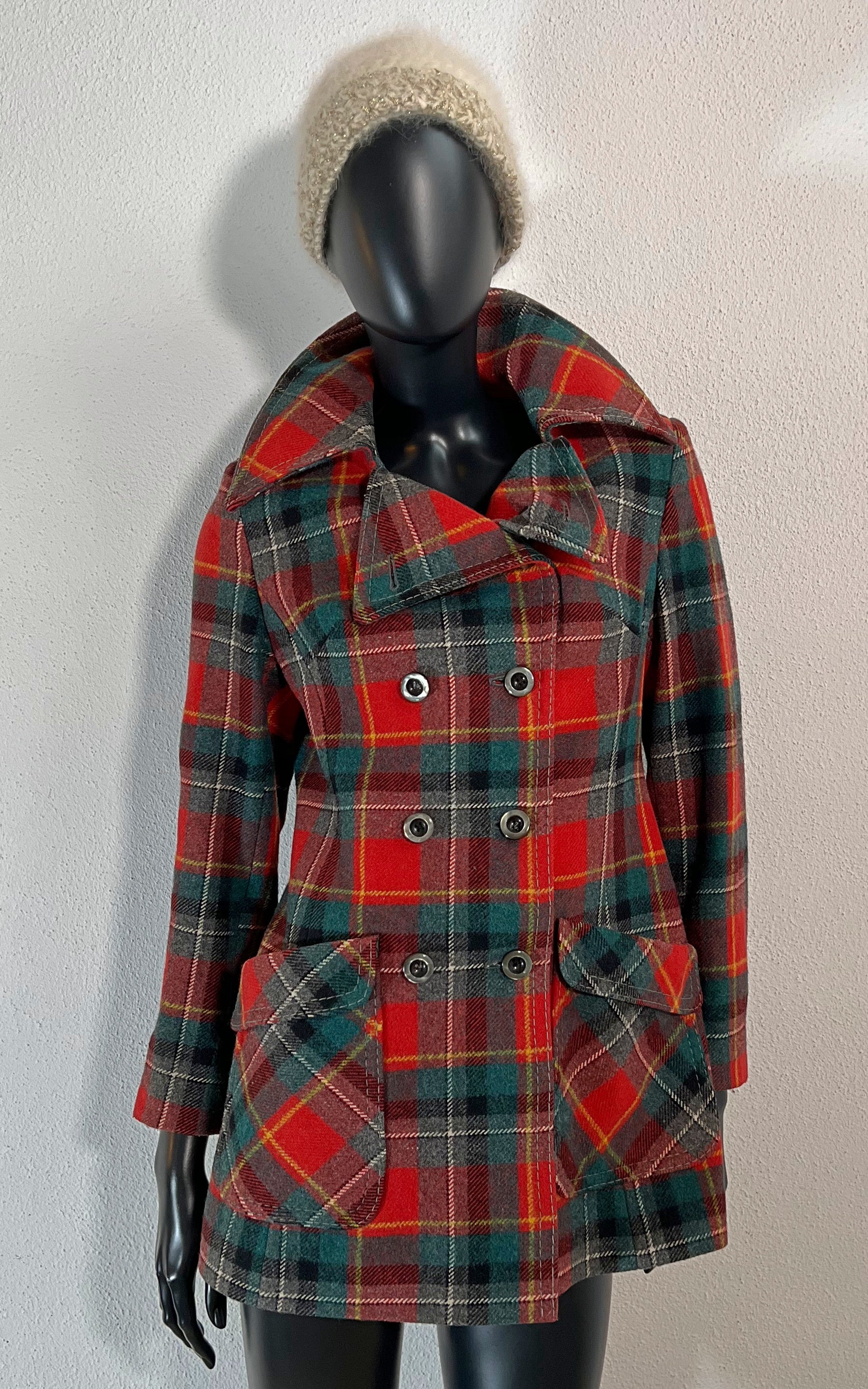 Vintage 70s Tartan Wool Coat
